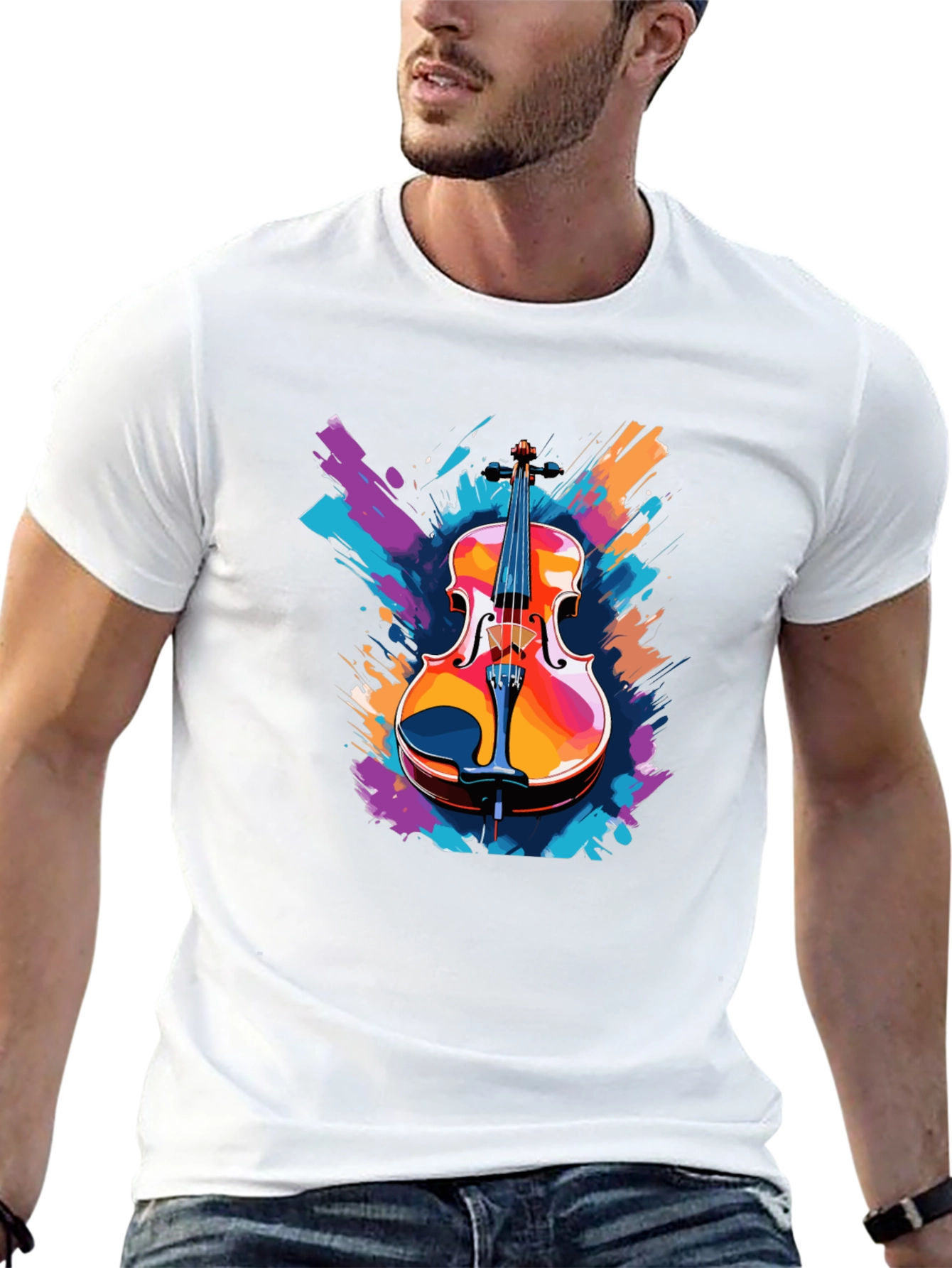 Violin Graphic Black T-Shirt - Musical Instrument Tee