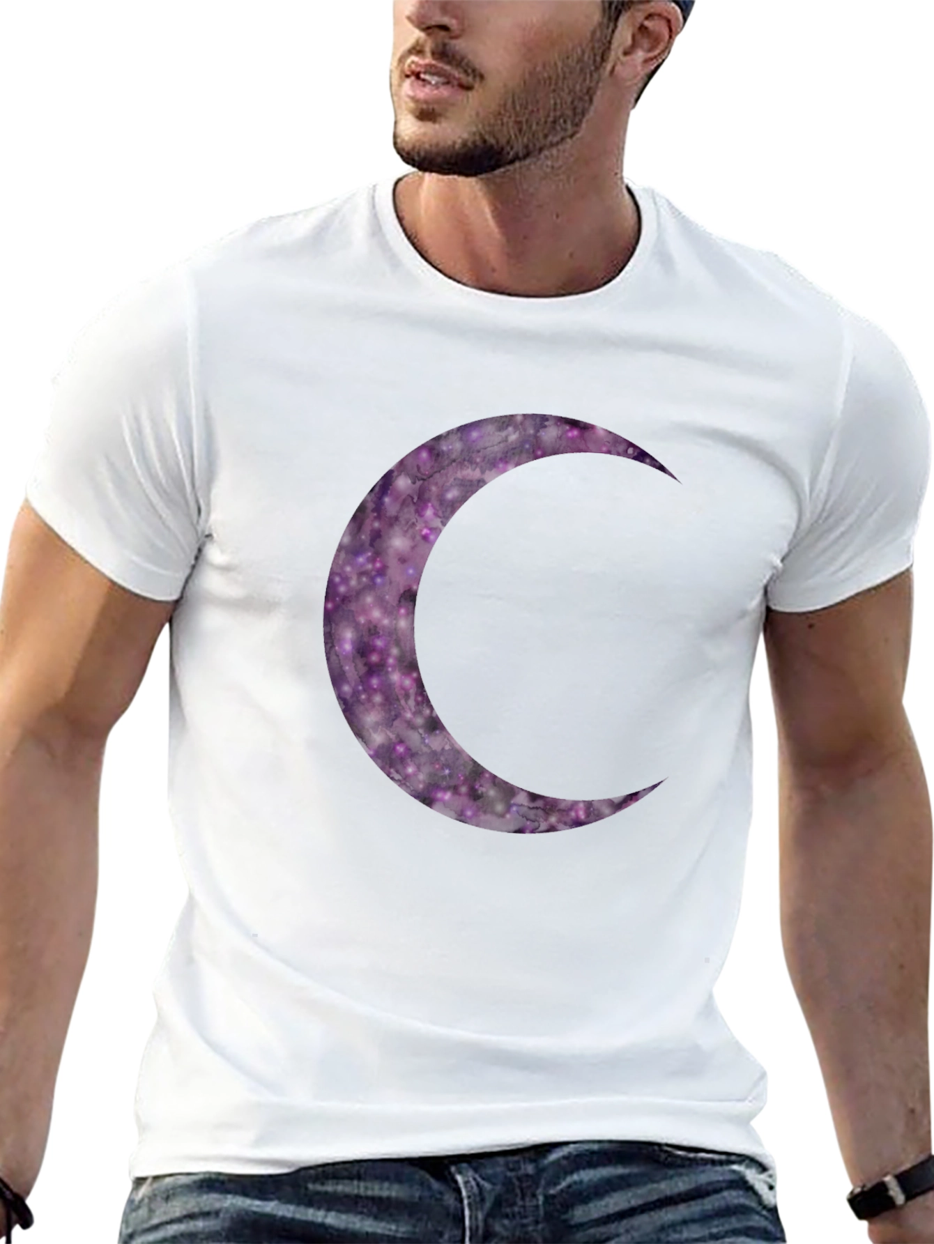 Galaxy Moon Graphic Tee - Stylish Black T-Shirt