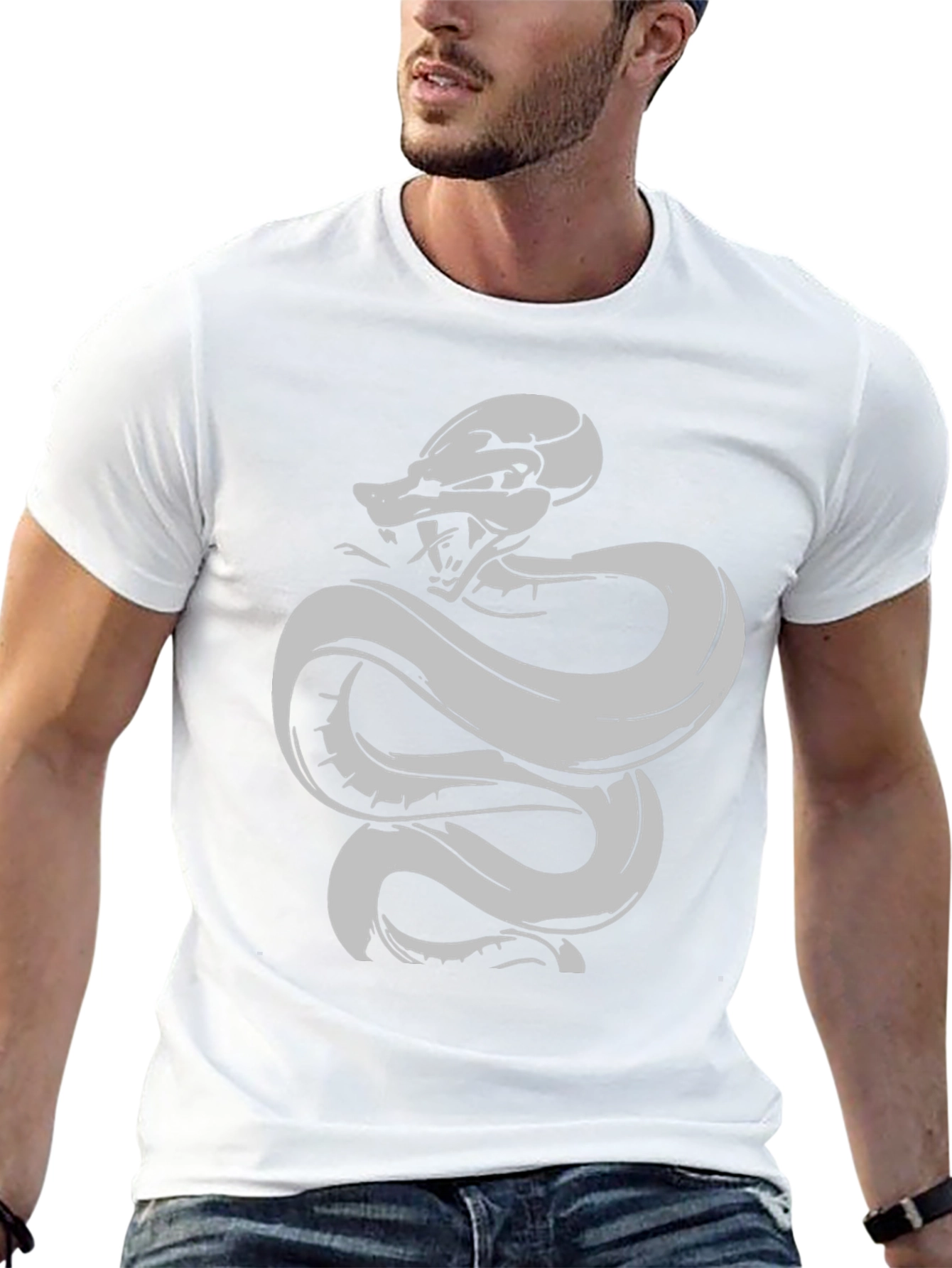 Black T-Shirt with Snake Design
