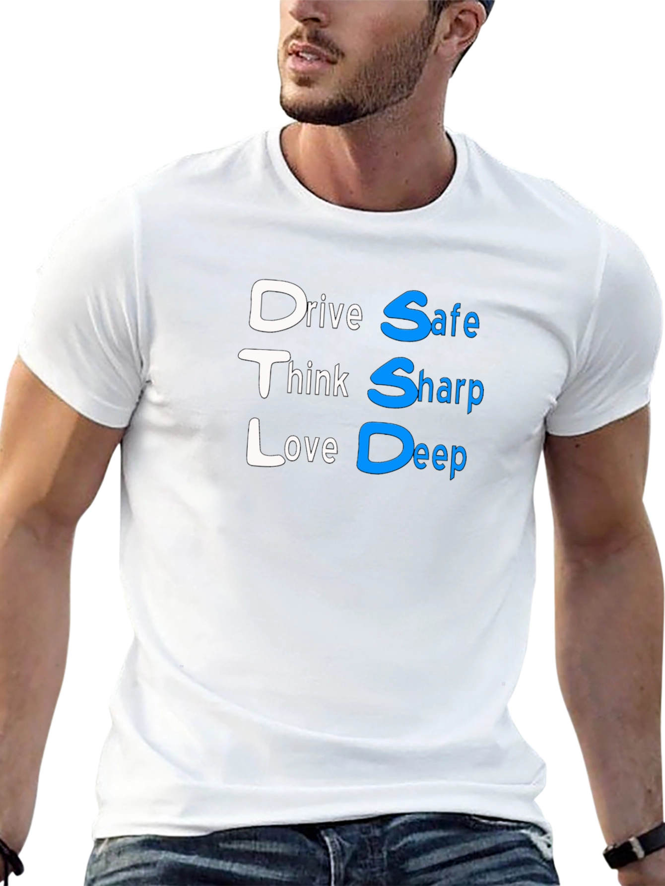 Drive Safe Think Sharp Love Deep Black T-Shirt