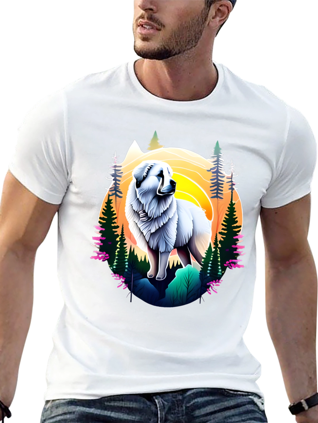 Great Pyrenees Mountain Scene T-Shirt