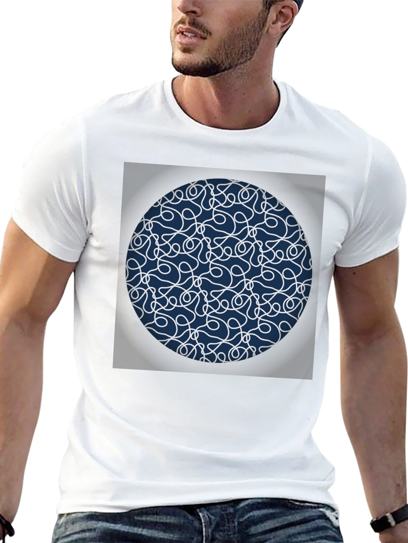 Abstract Circle Graphic Tee - Modern Casual Shirt