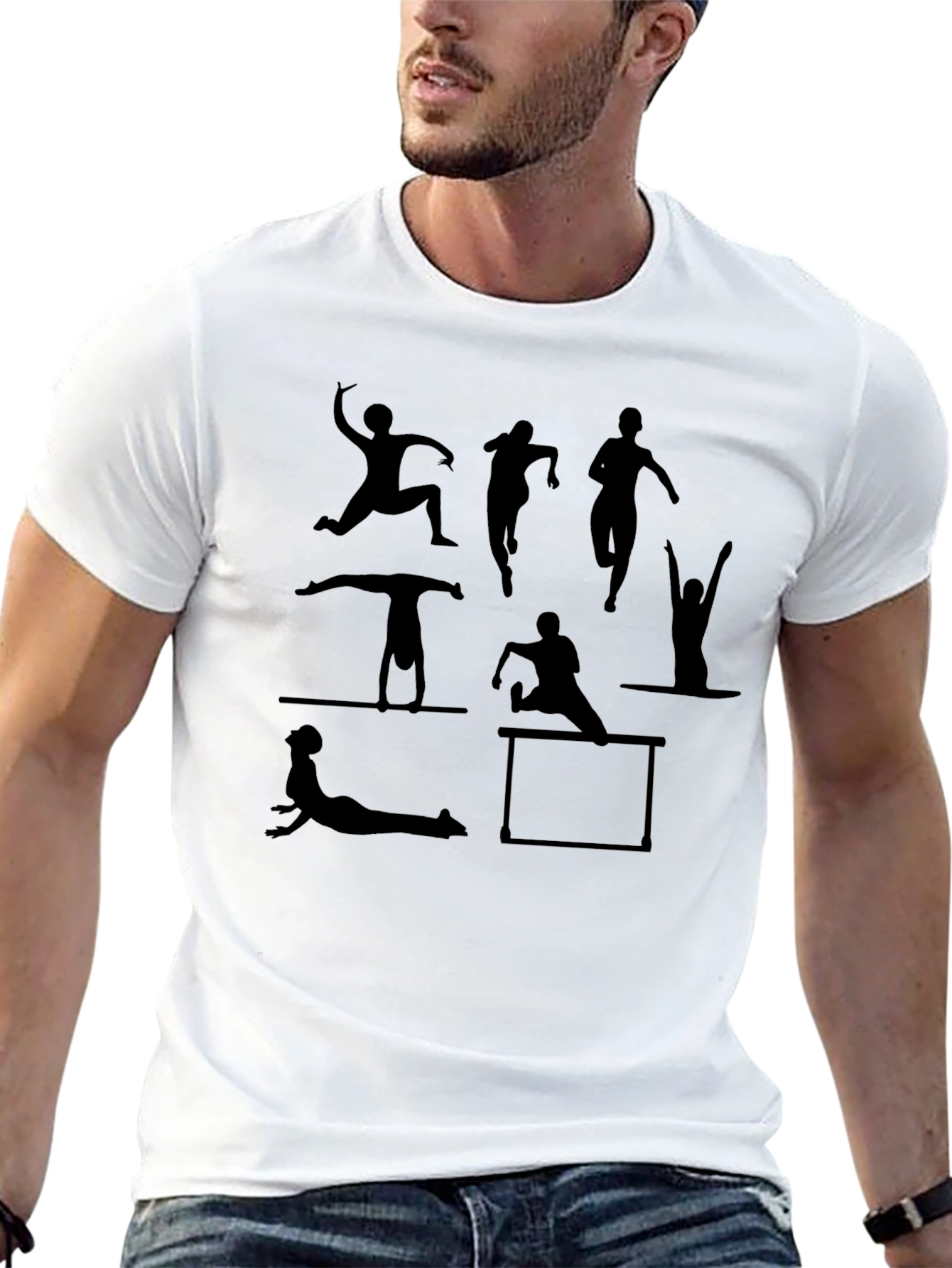 Athletic Silhouettes Black Graphic T-Shirt