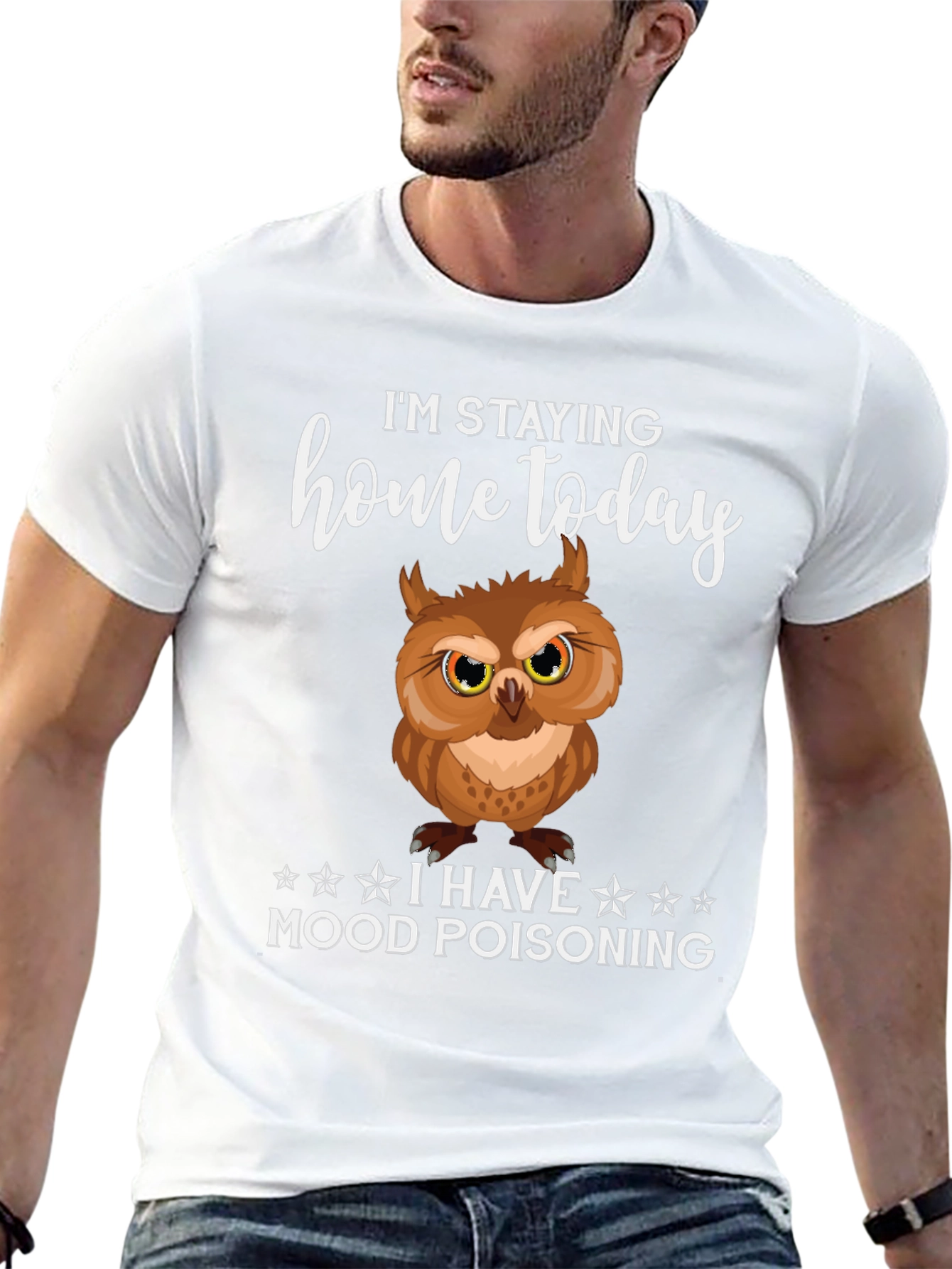 Im Staying Home Mood Poisoning Owl Graphic Tee