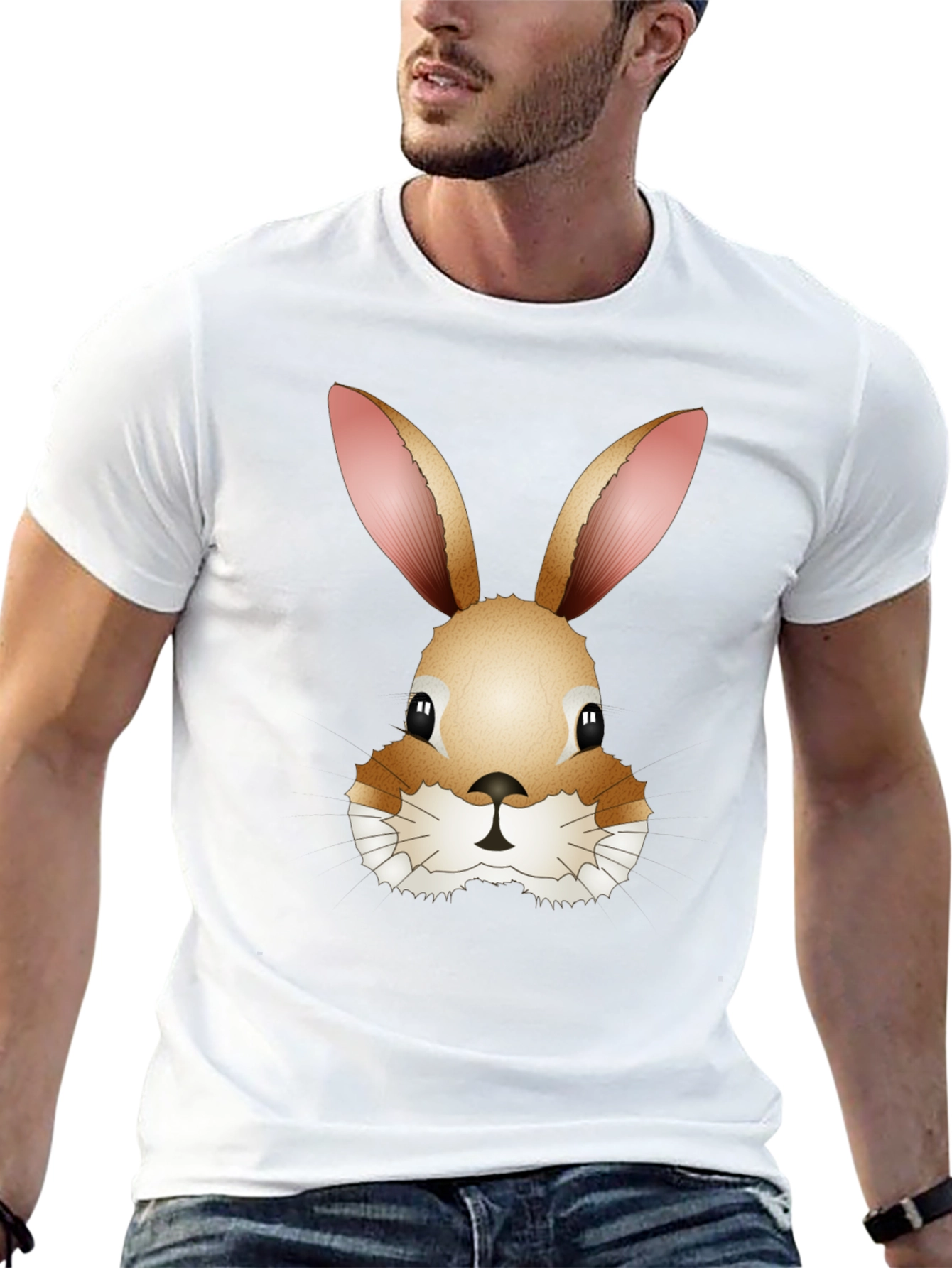 Cute Bunny Rabbit Head Black T-Shirt