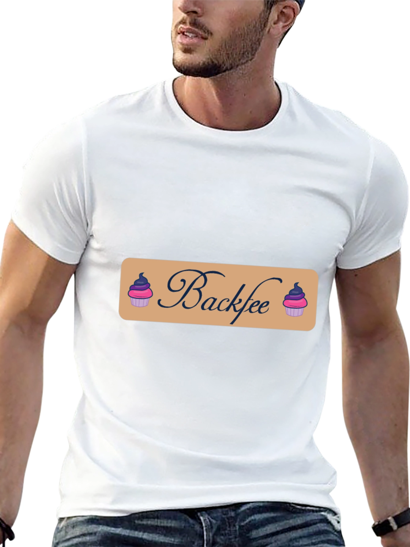 Backfee Black T-Shirt with Cupcake Design