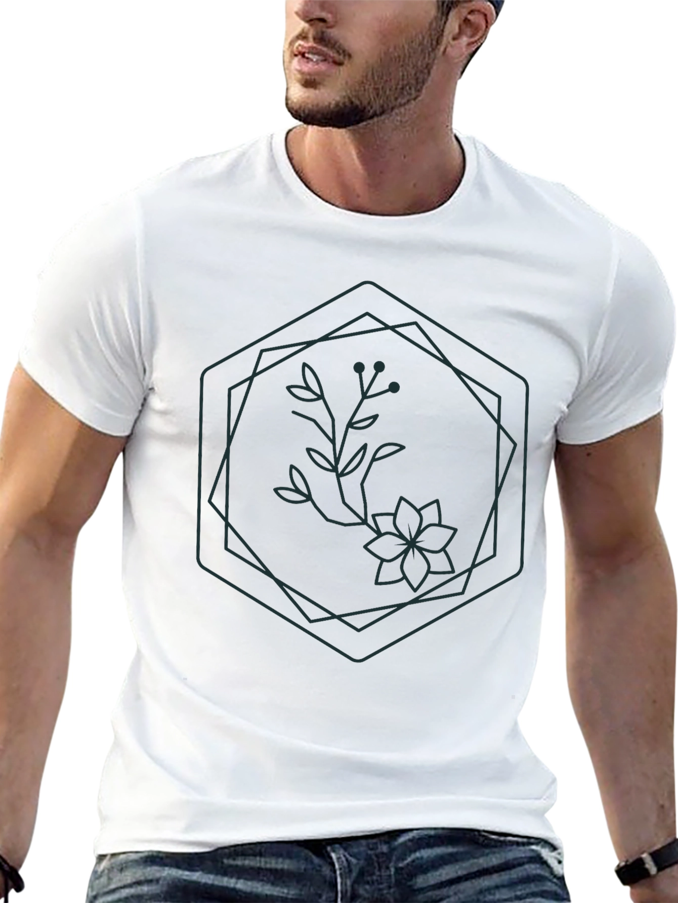 Modern Geometric Floral T-Shirt