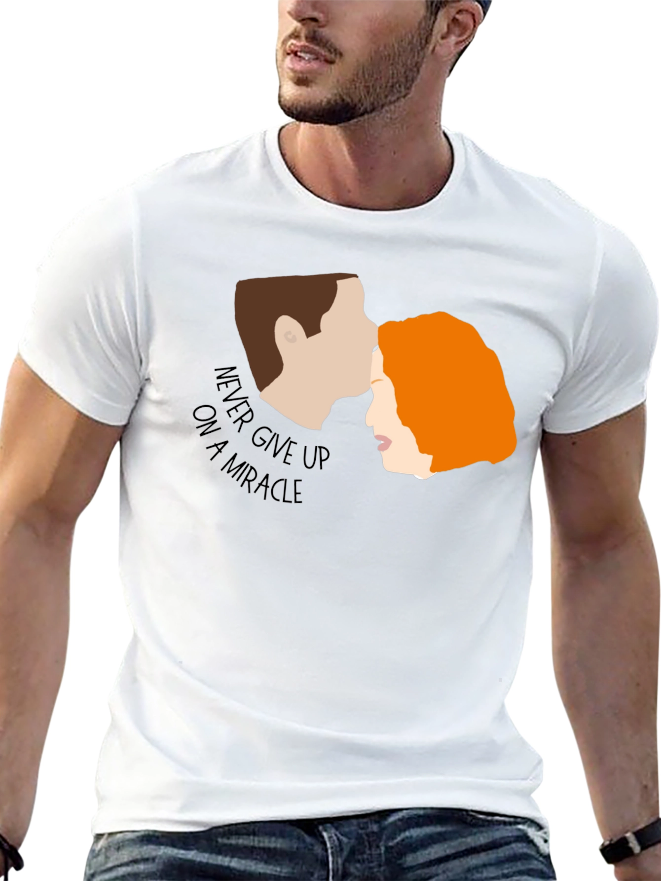 Never Give Up Miracle Graphic Black T-Shirt