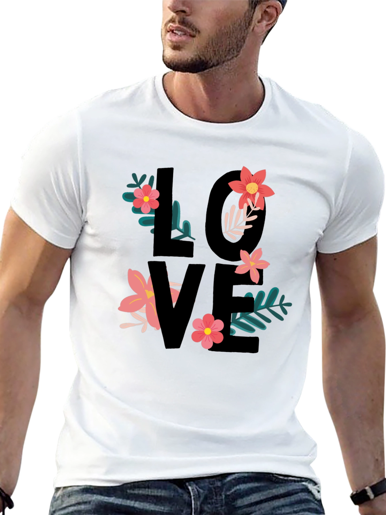 Floral Love T-Shirt - Black Graphic Tee
