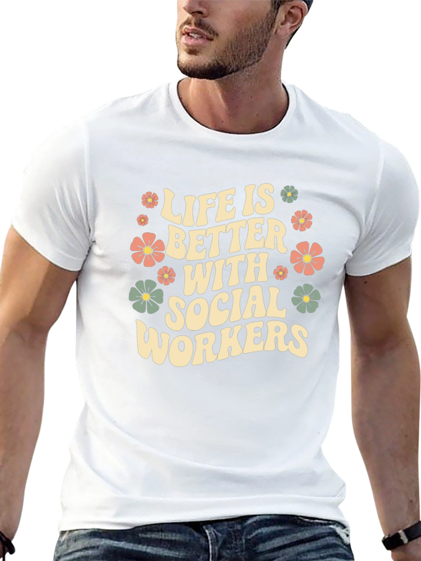 Social Worker Floral Graphic T-Shirt