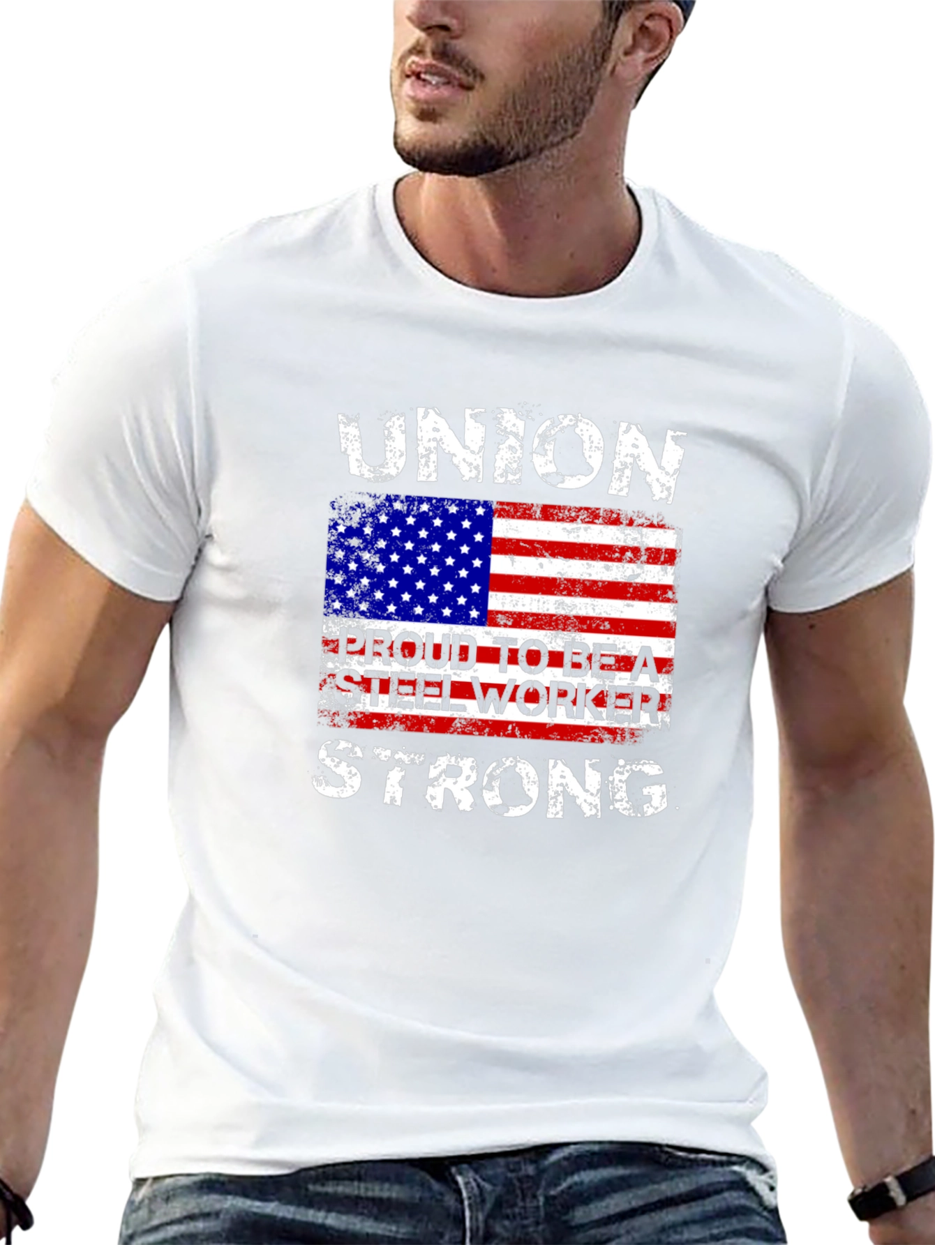 Union Steel Worker American Flag T-Shirt
