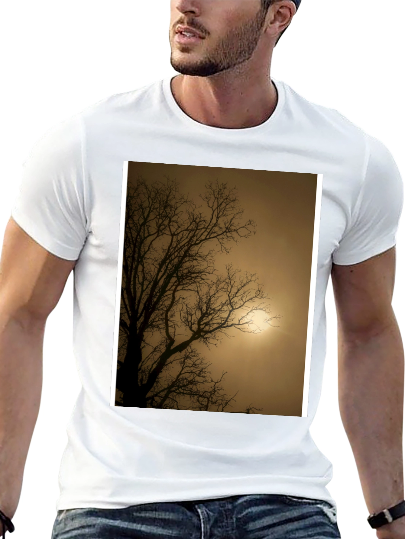 Eerie Tree Graphic Tee - Stylish Black Shirt