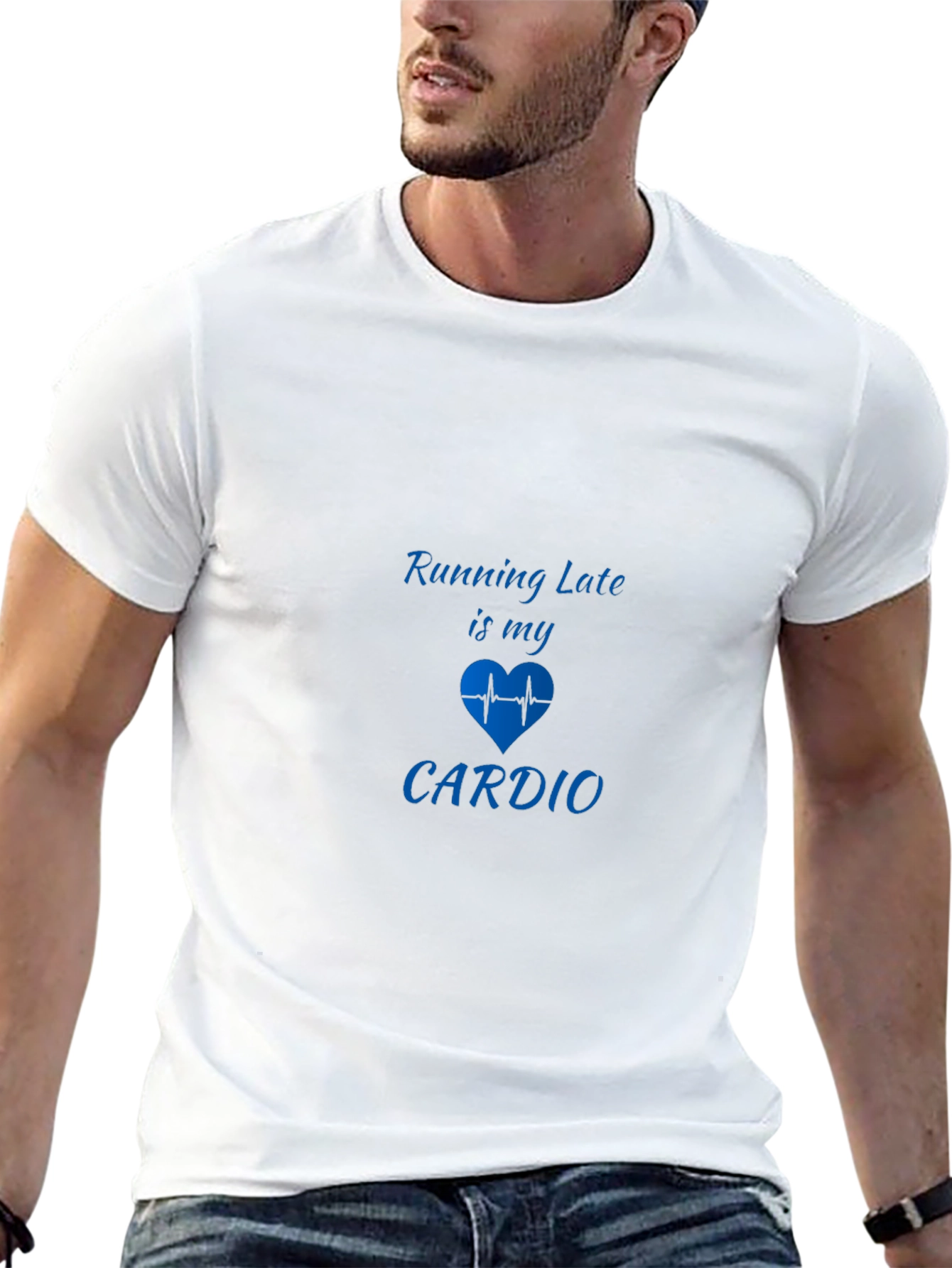 Funny Running Late Cardio Graphic Tee - Black