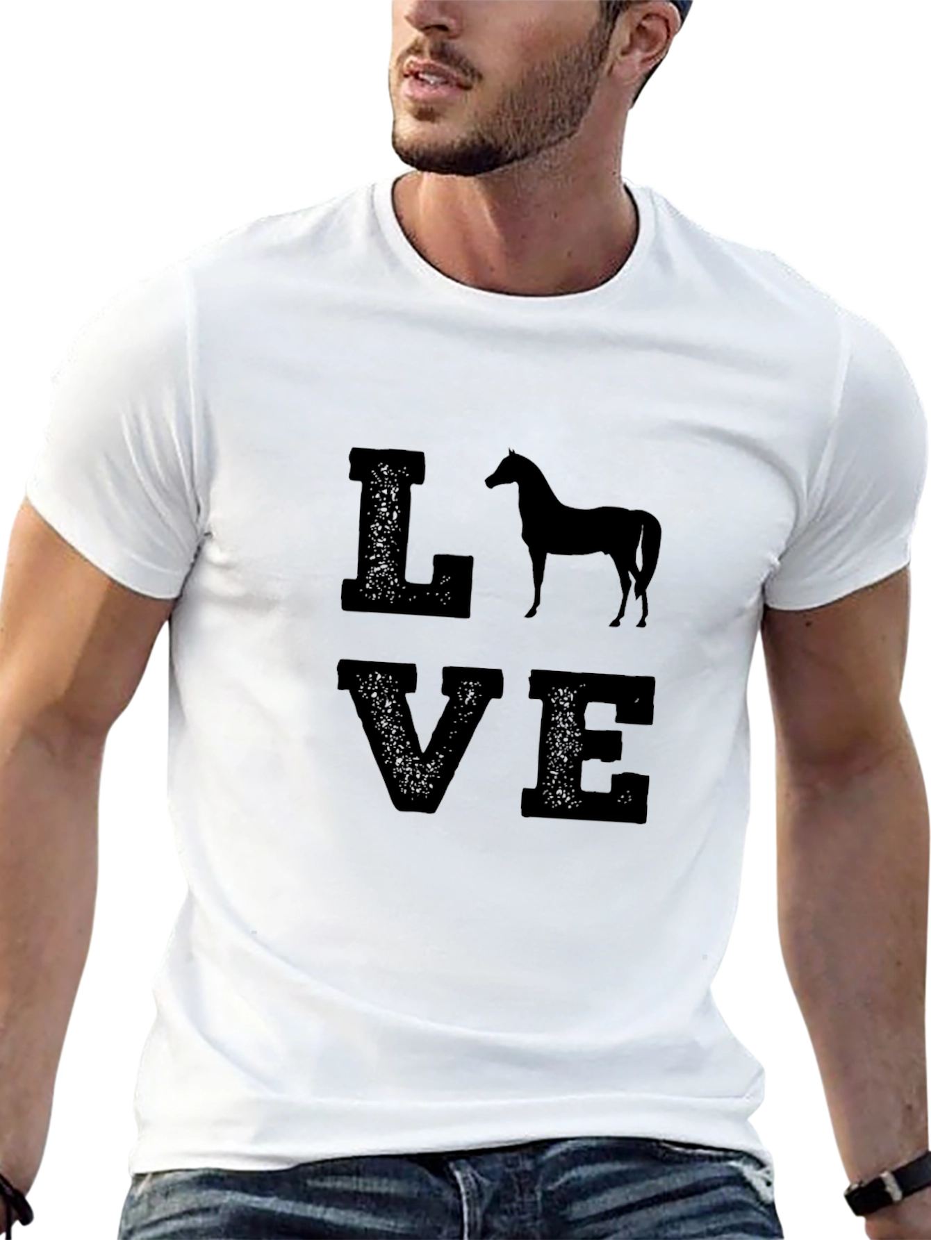 Love Horses Black Graphic T-Shirt