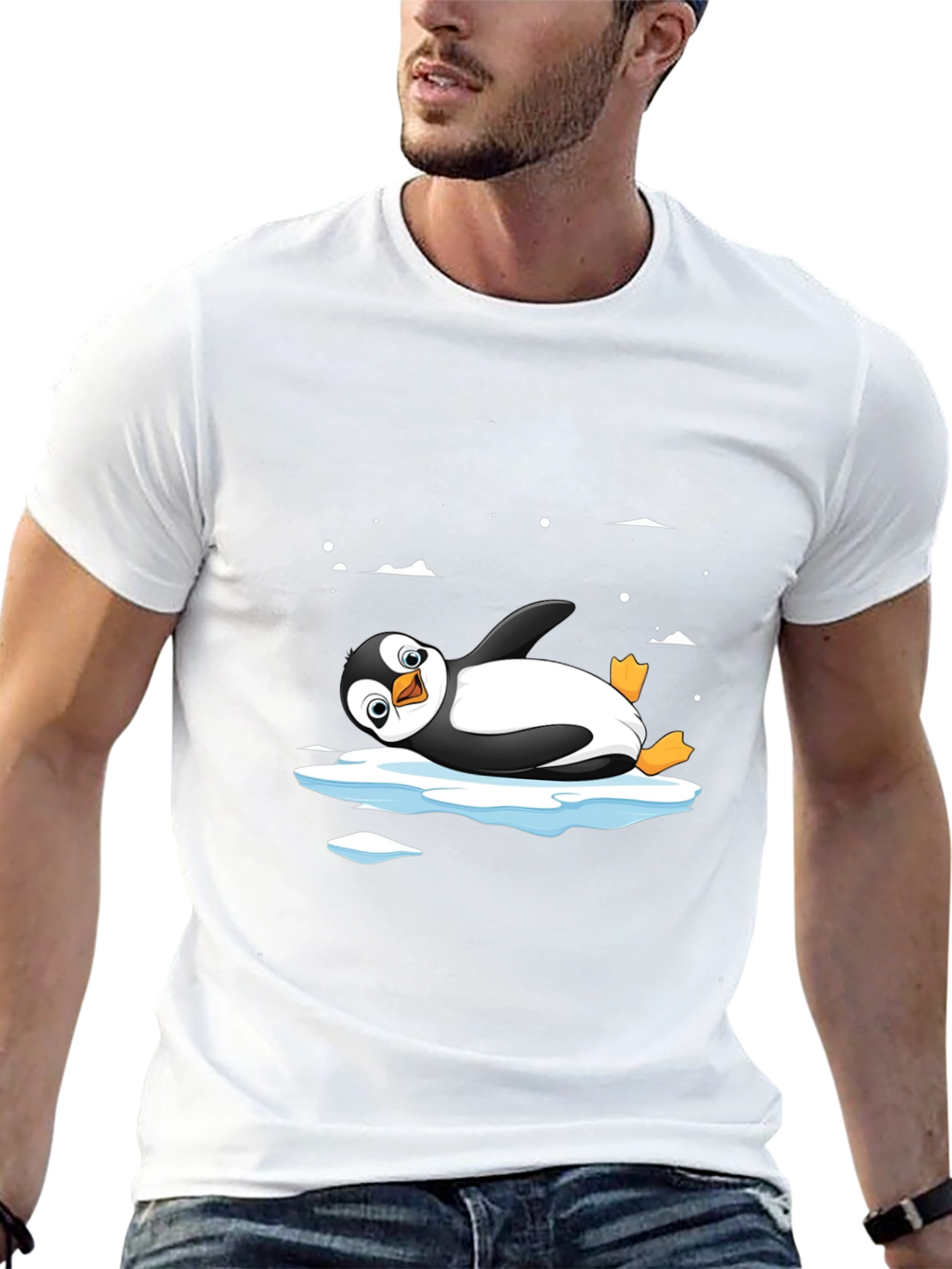 Cool Penguin on Ice T-Shirt - Black