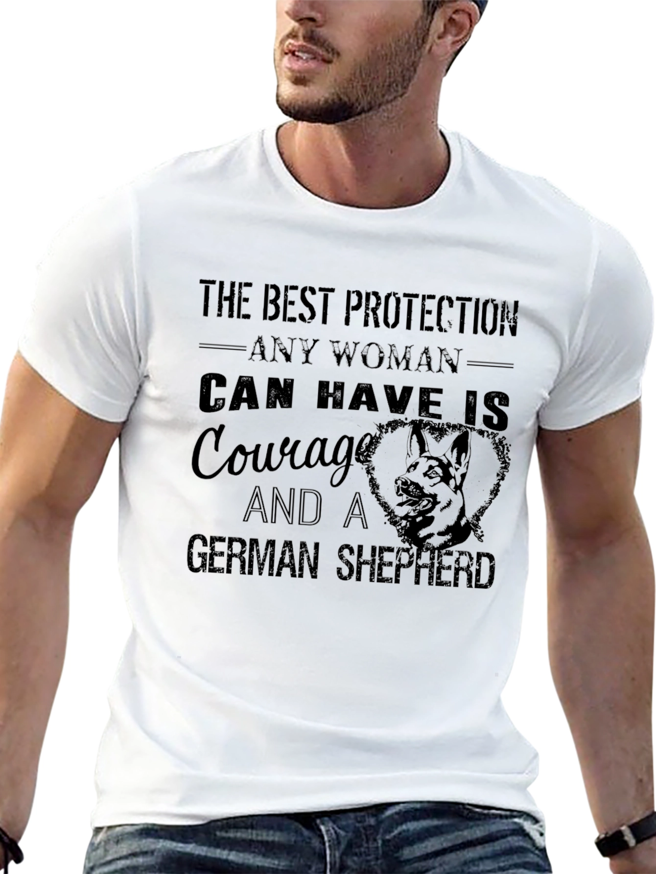 Courage & German Shepherd T-Shirt - Womens Protection Tee