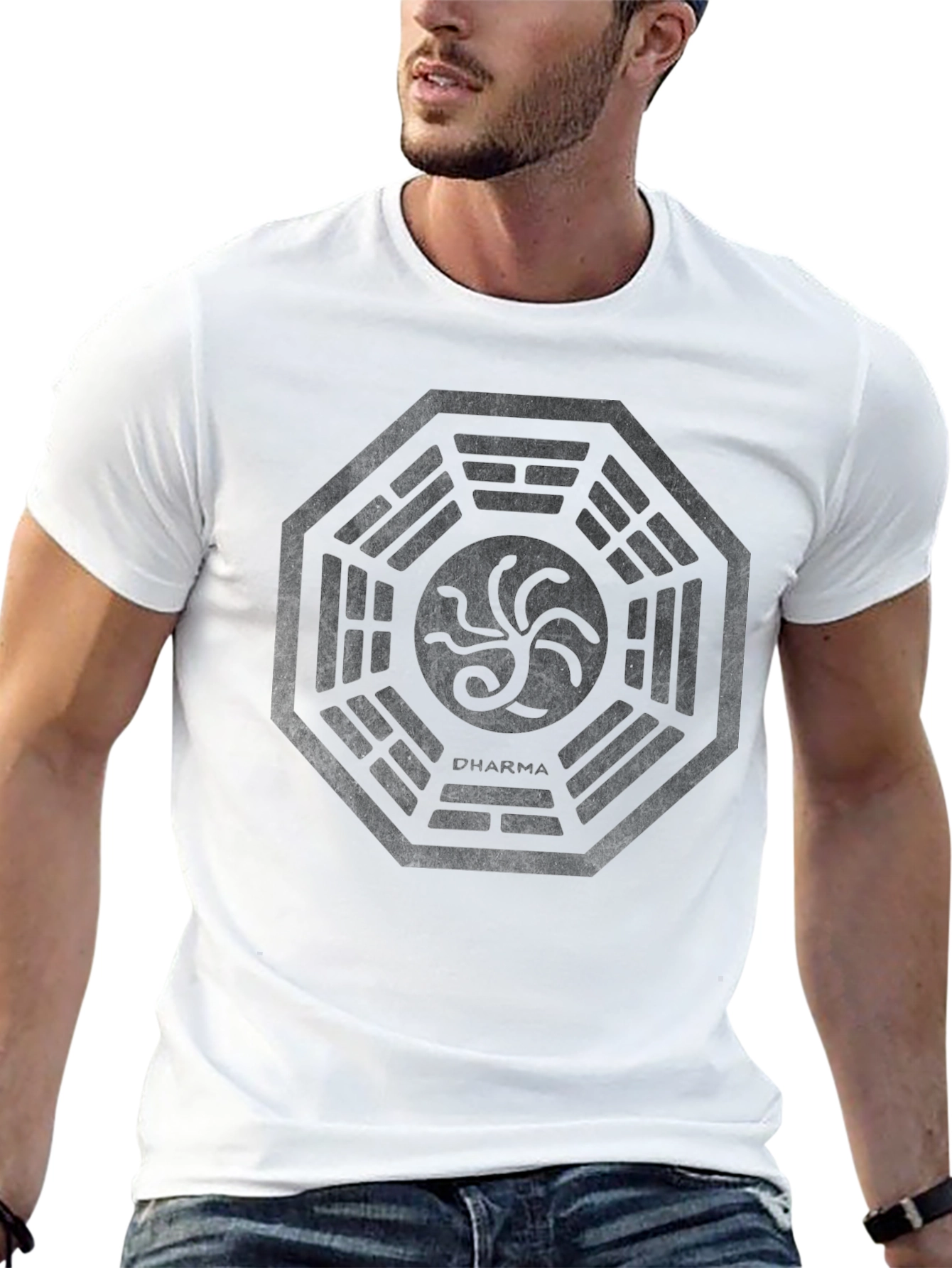 Mens Black Dharma Initiative Graphic T-Shirt