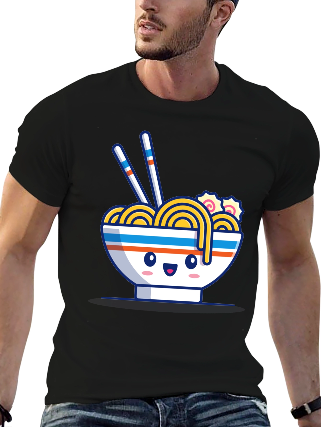 Kawaii Ramen Bowl Black T-Shirt