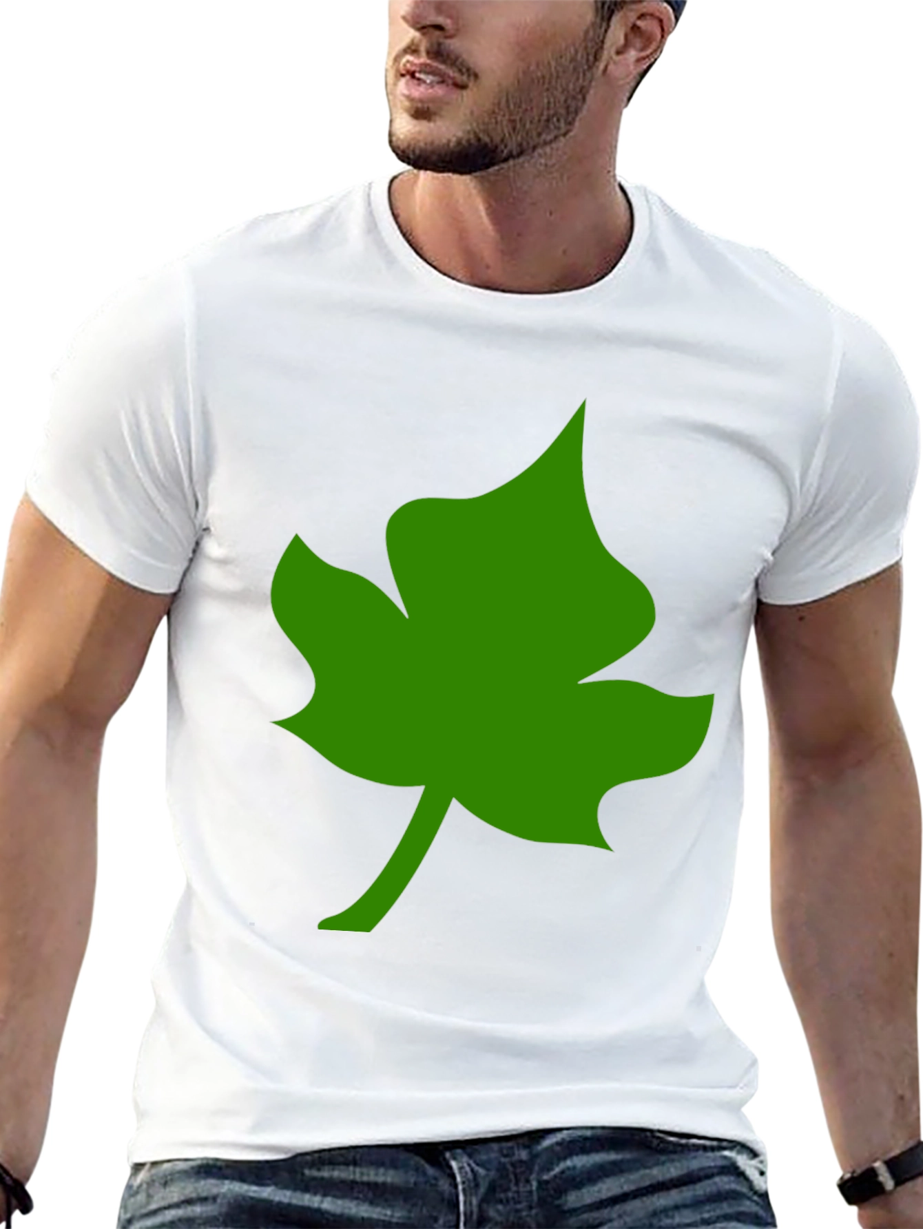 Leaf Graphic Tee - Casual Black T-Shirt