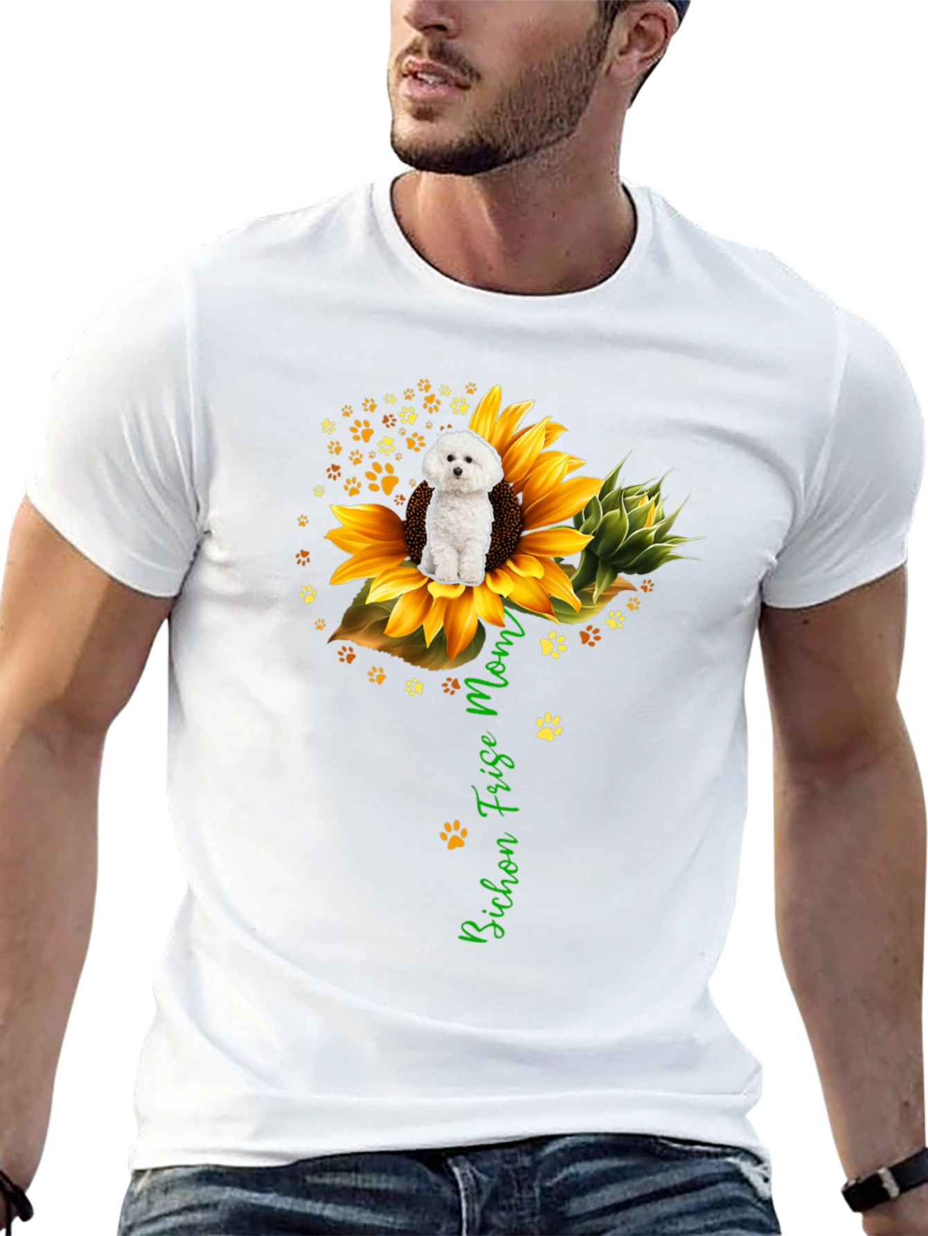 Bichon Frise Mom Sunflower Graphic Tee