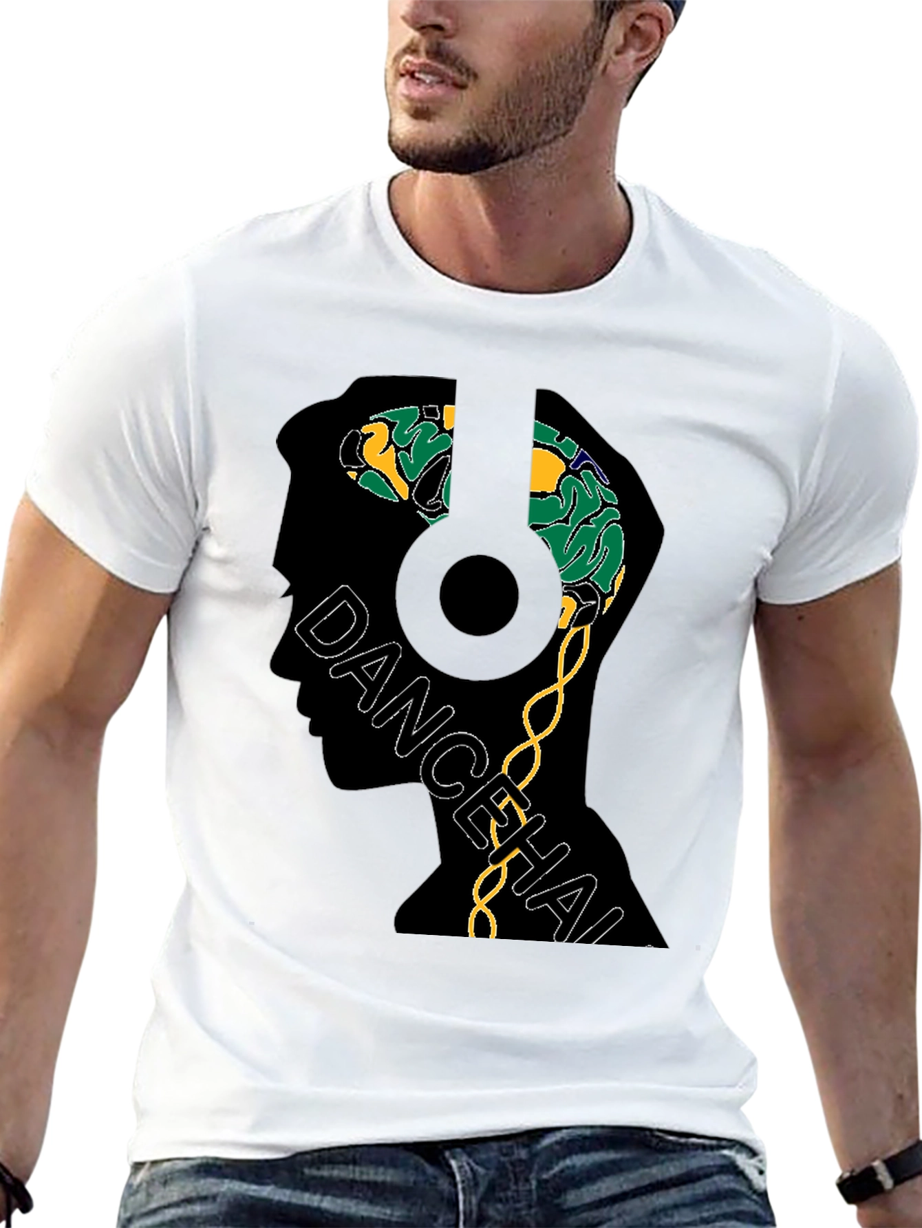 Dancehall Vibe T-Shirt - Brain Headphones Graphic Tee