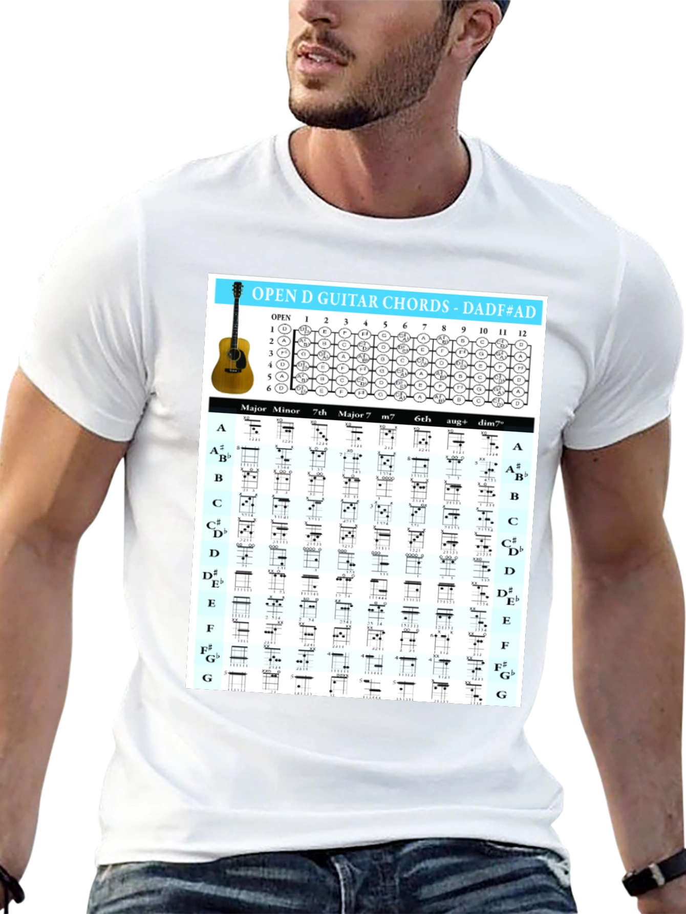Open D Guitar Chords T-Shirt for Musicians