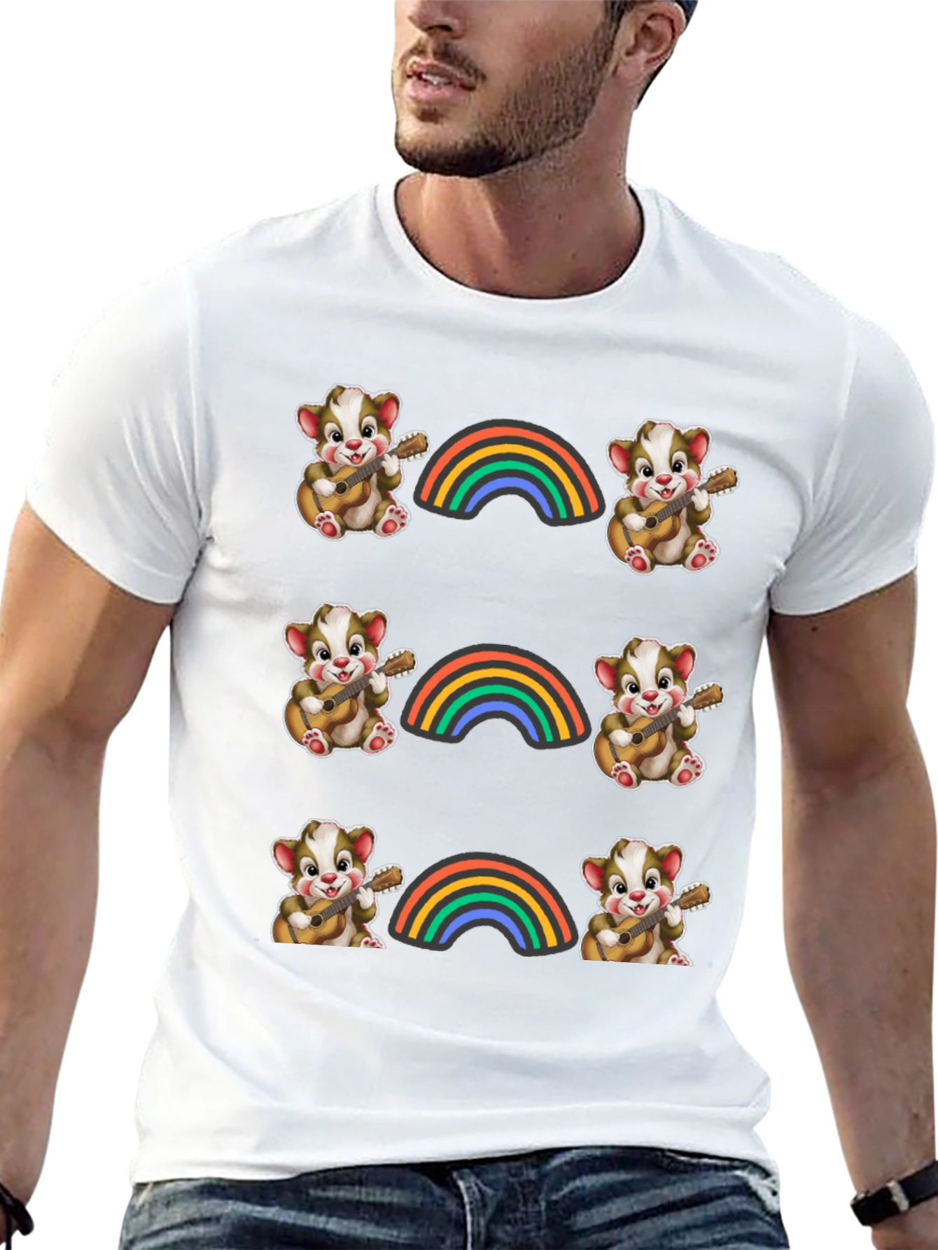 Rainbow Bear Guitarist Graphic Tee