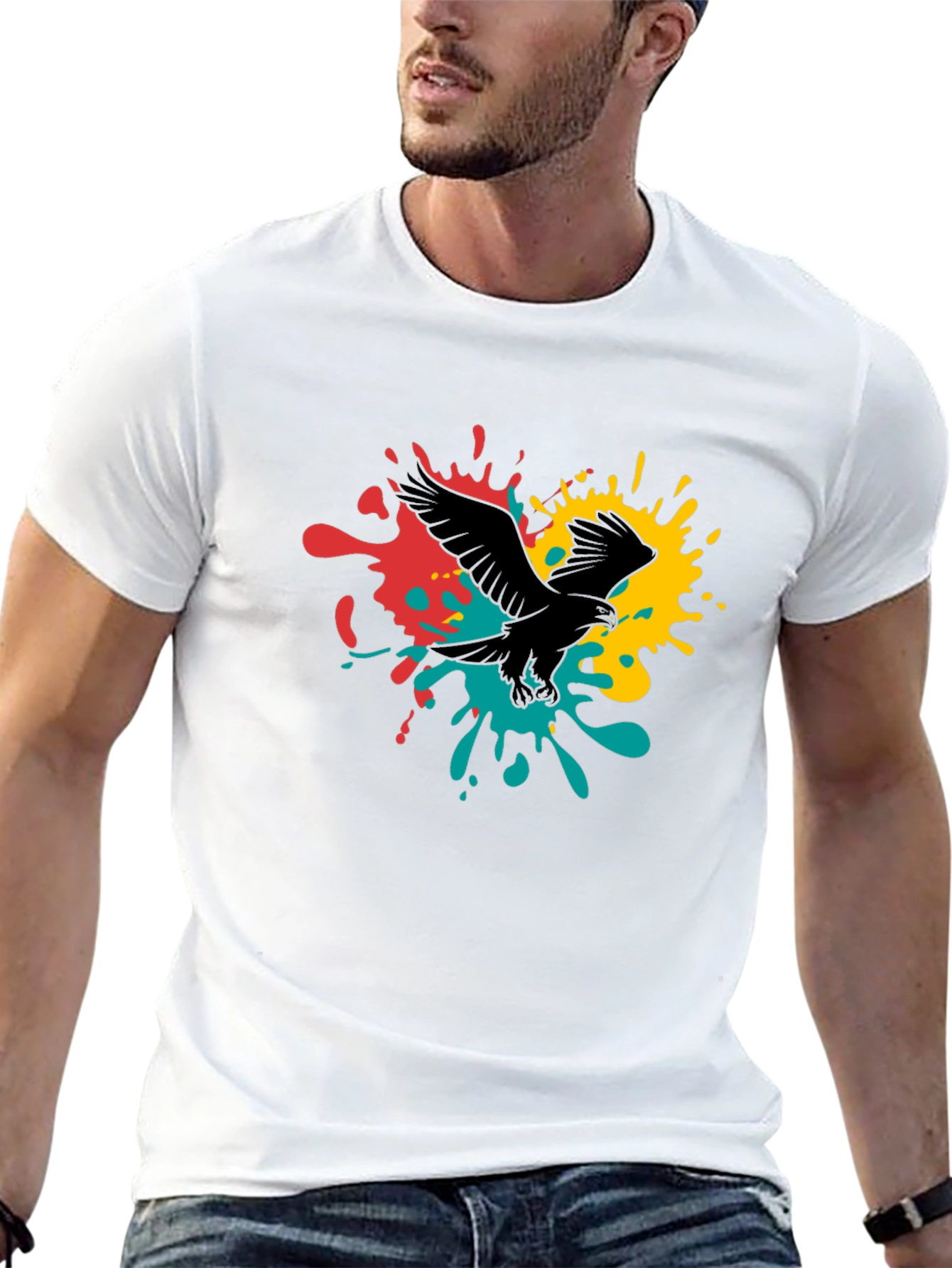 Bold Eagle Splash Graphic Tee - Black