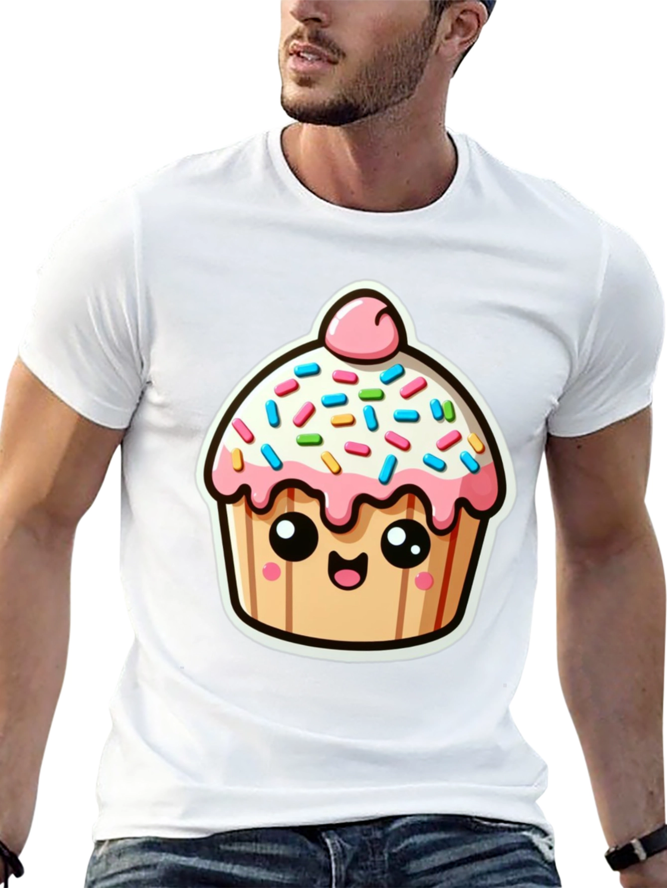 Cute Cupcake Graphic Black T-Shirt