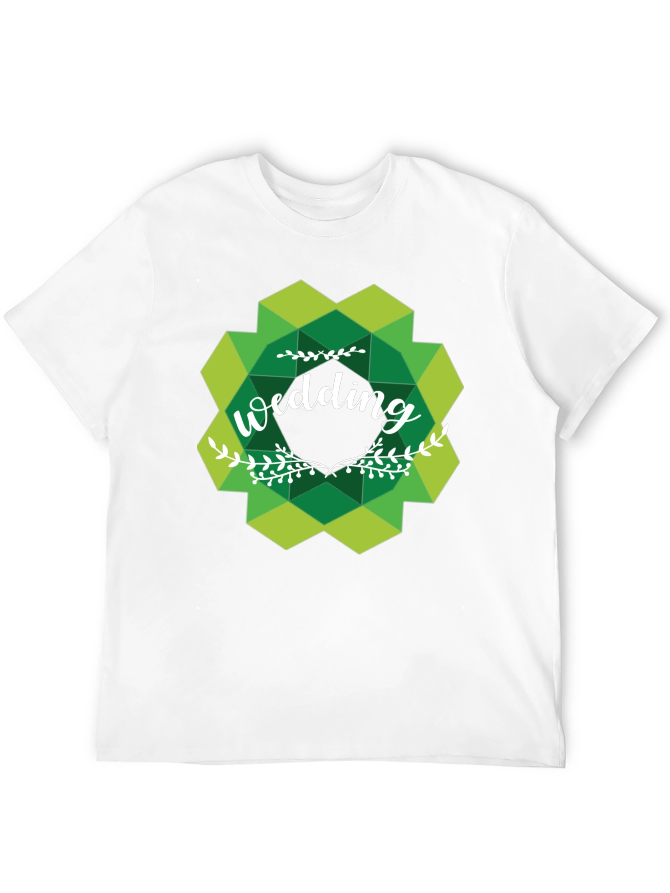 Wedding Graphic Tee - Green Geometric Design
