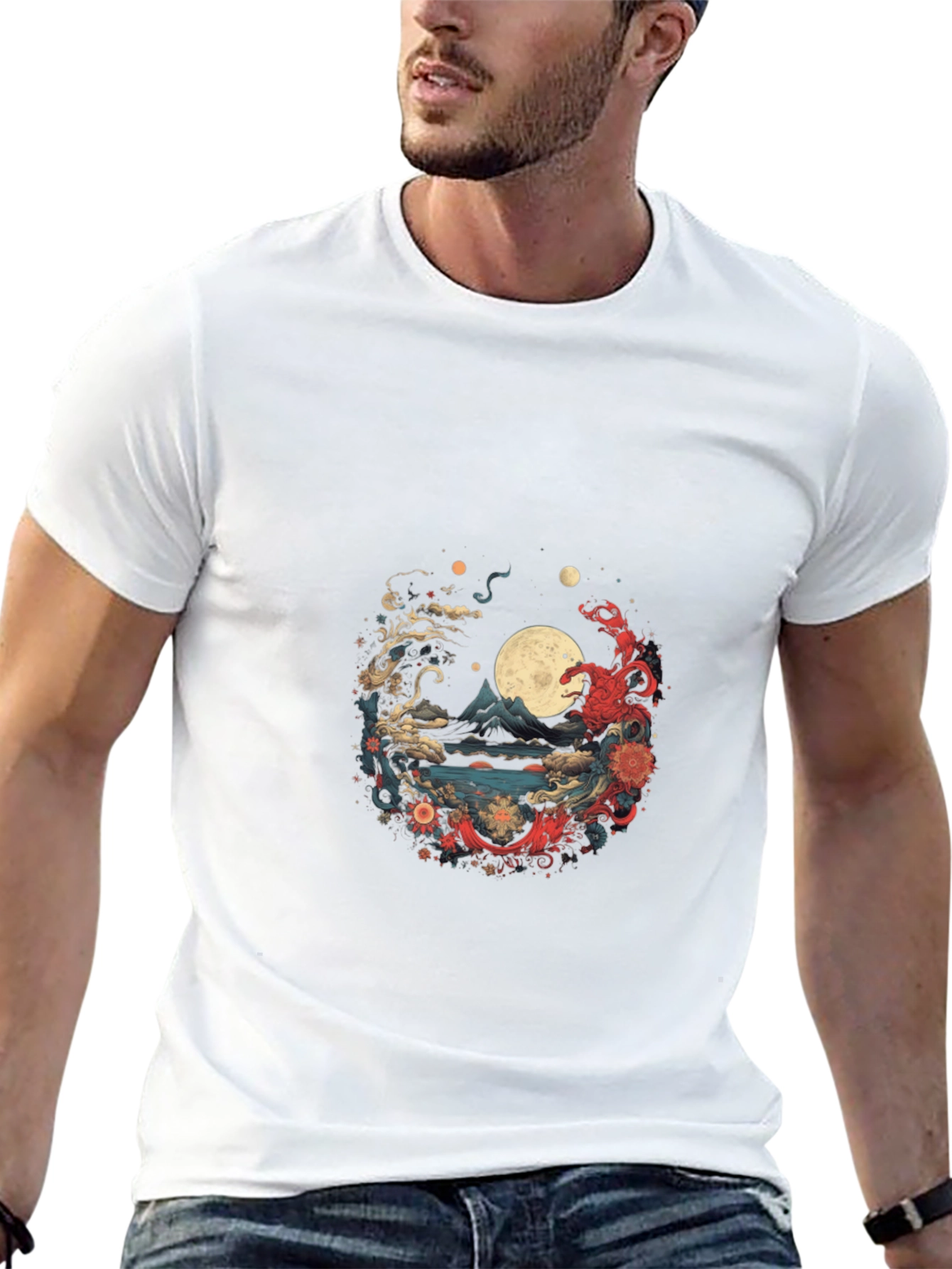Asian Art Print Black T-Shirt