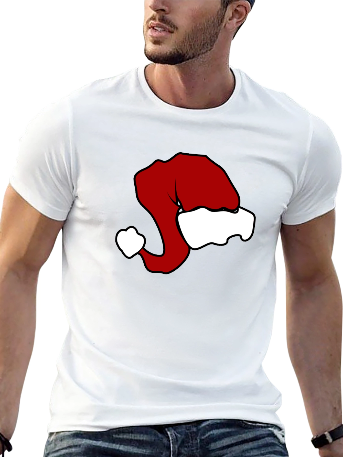 Festive Santa Hat Graphic Tee - Holiday Cheer!