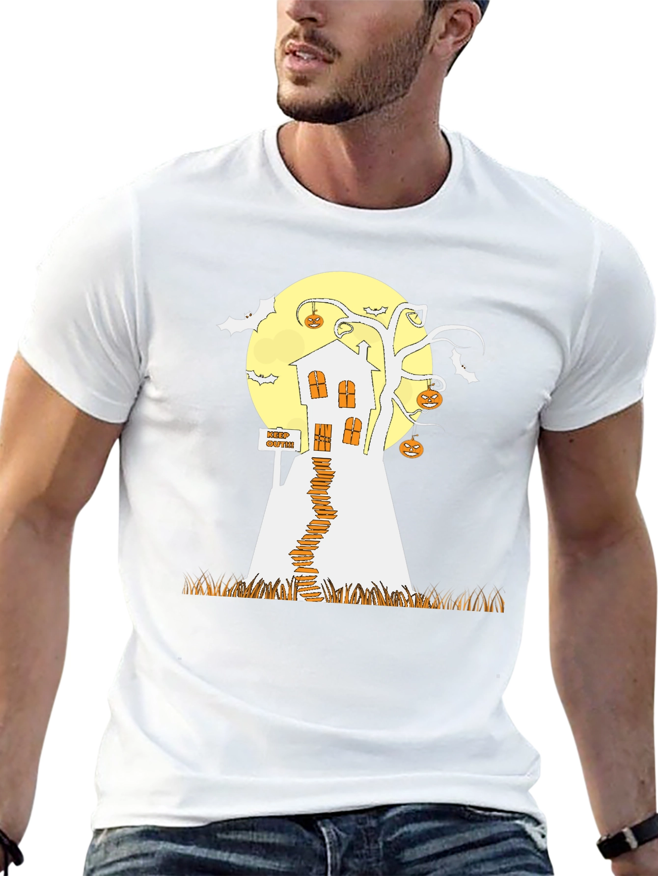 Spooky Halloween T-Shirt: Haunted House Design