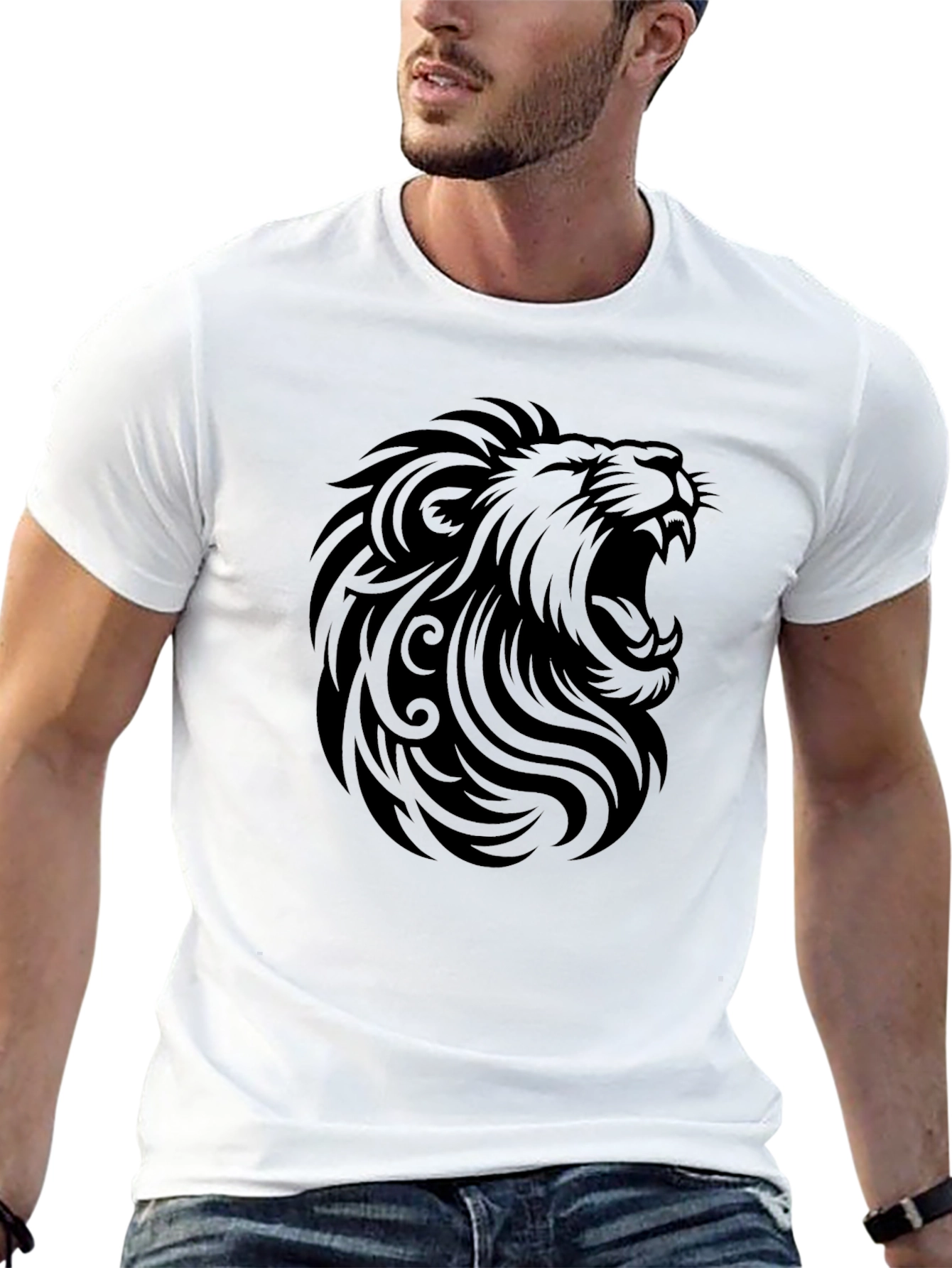 Roaring Lion Graphic Print Black T-Shirt