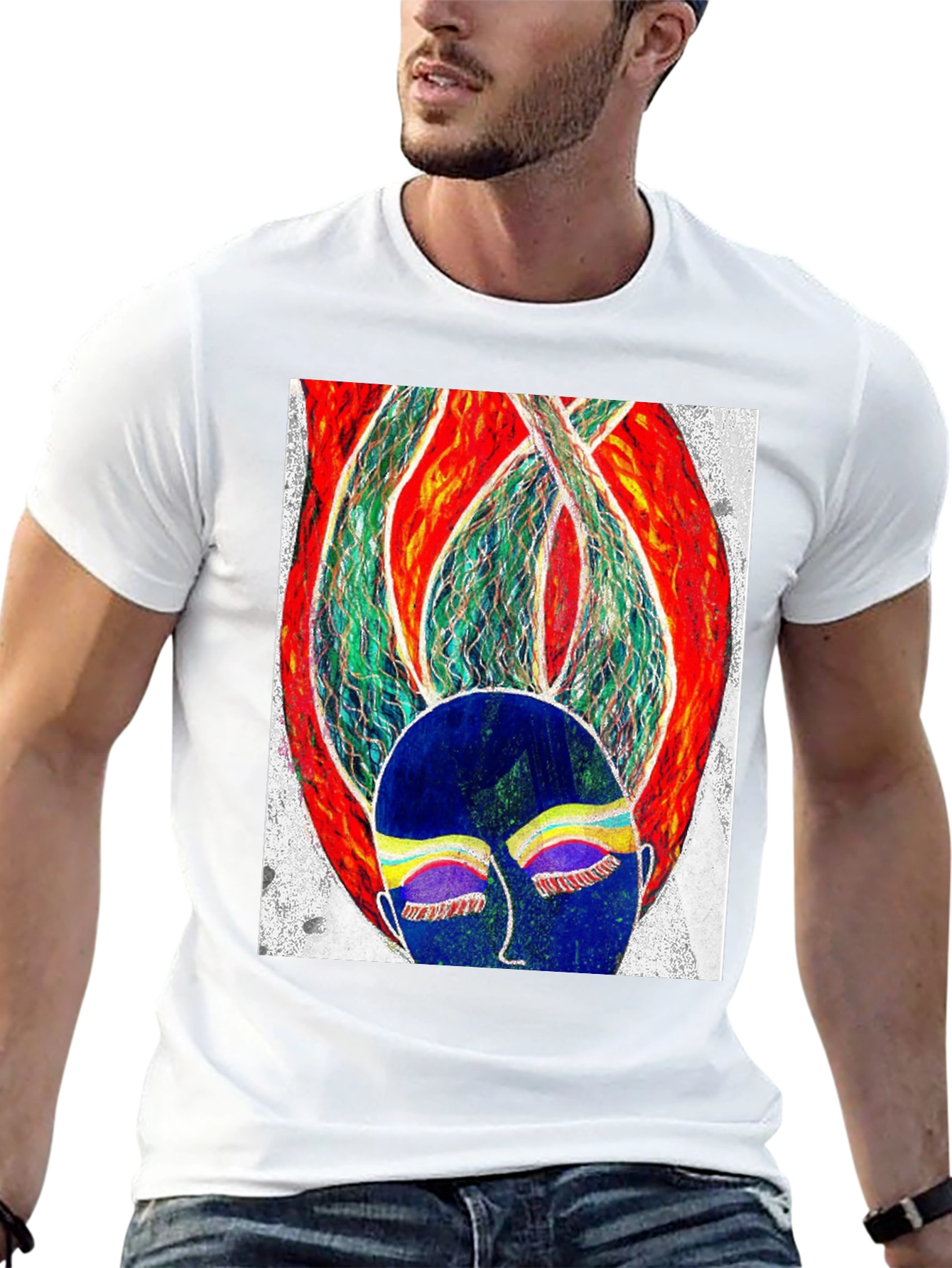 Abstract Face Graphic Tee - Modern Art T-Shirt
