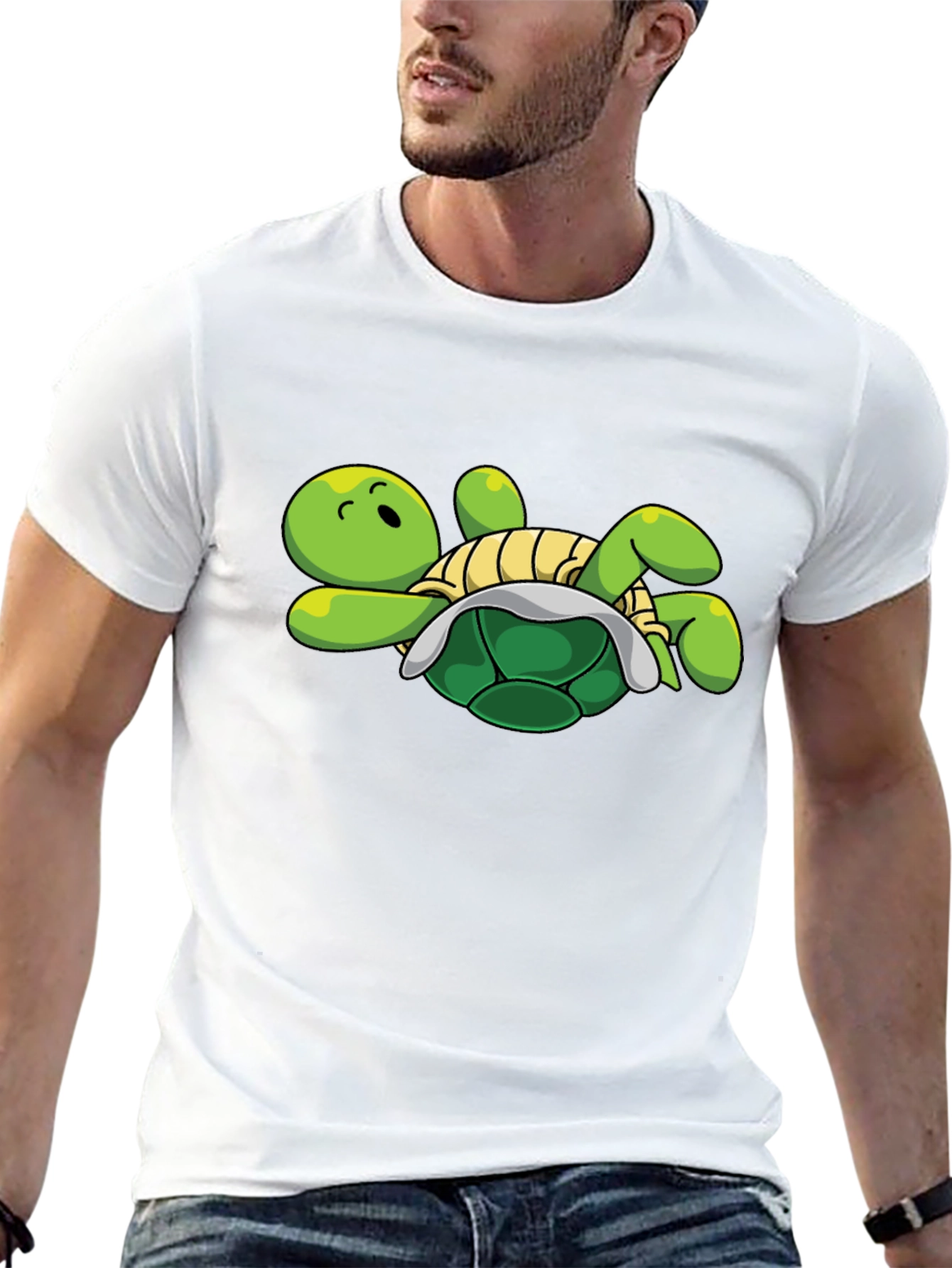 Cartoon Turtle Graphic Tee - Relaxed Fit