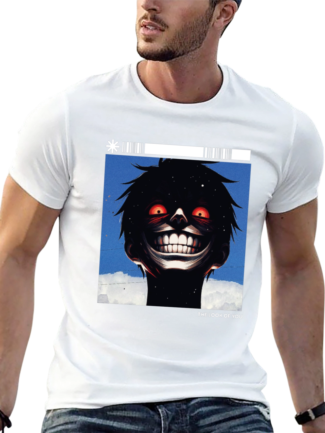 Creepy Smile Graphic Tee - Black Cotton T-Shirt