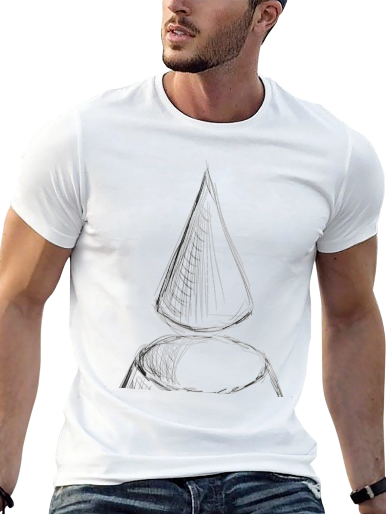 Abstract Sketch Black Cotton T-Shirt