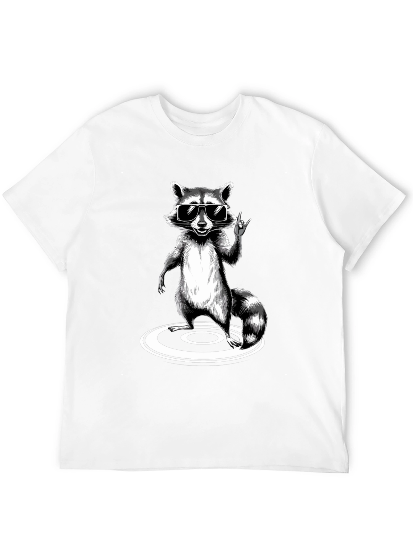Cool Raccoon Graphic Tee - Black Cotton T-Shirt