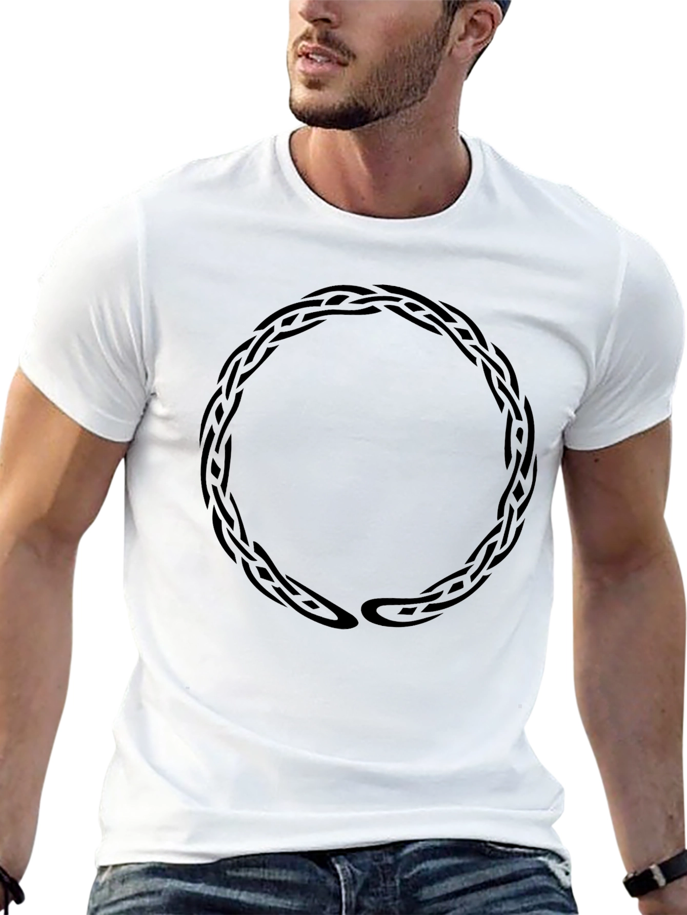 Braided Circle Graphic Tee - Stylish Mens Black T-Shirt