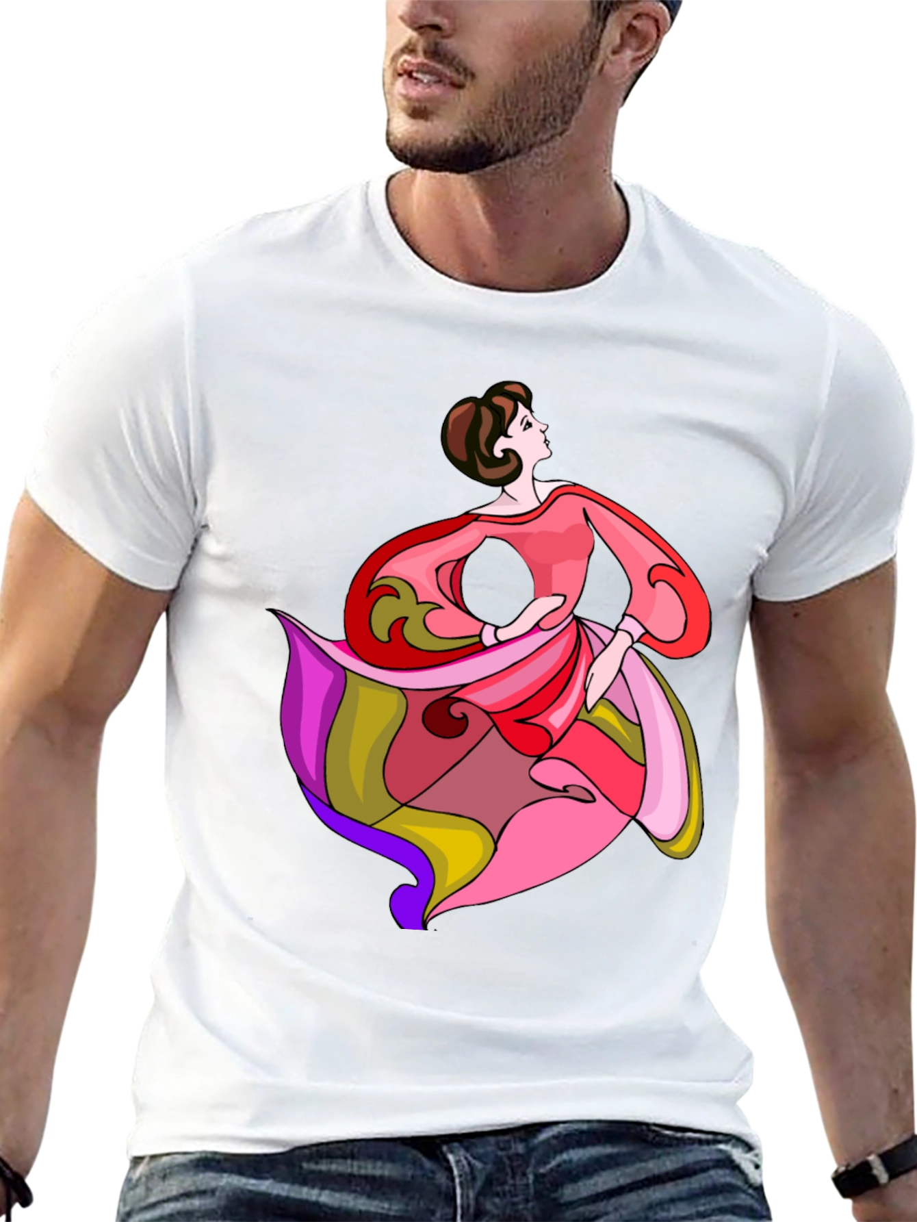 Woman Dancing T-Shirt Artistic Design Casual Wear