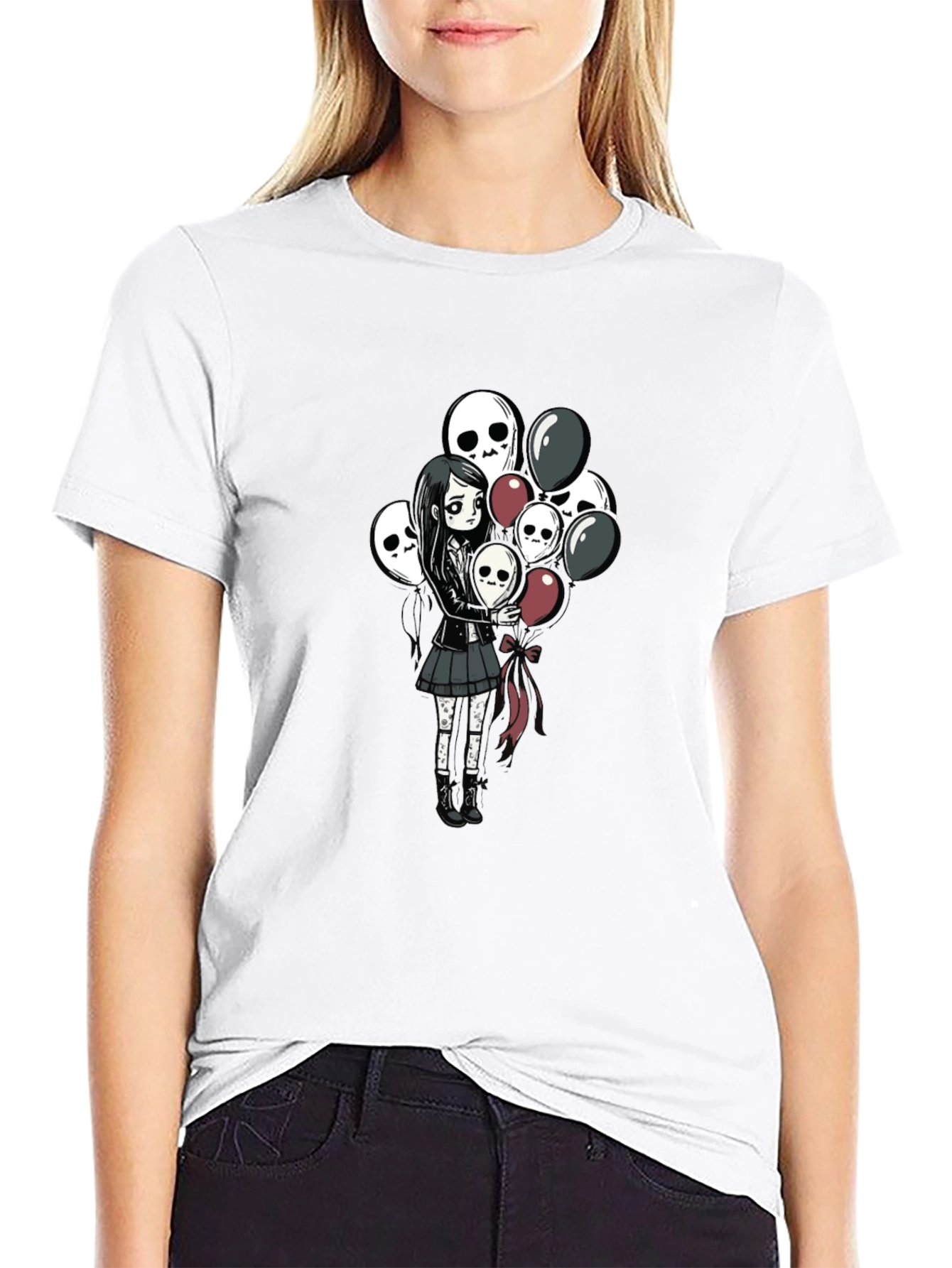 Skull Balloon Girl Black T-Shirt