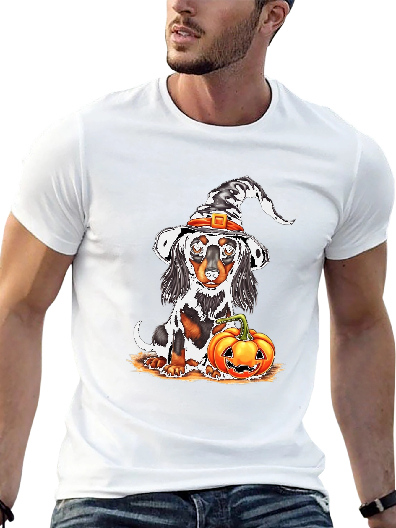 Halloween Dachshund Witch T-Shirt