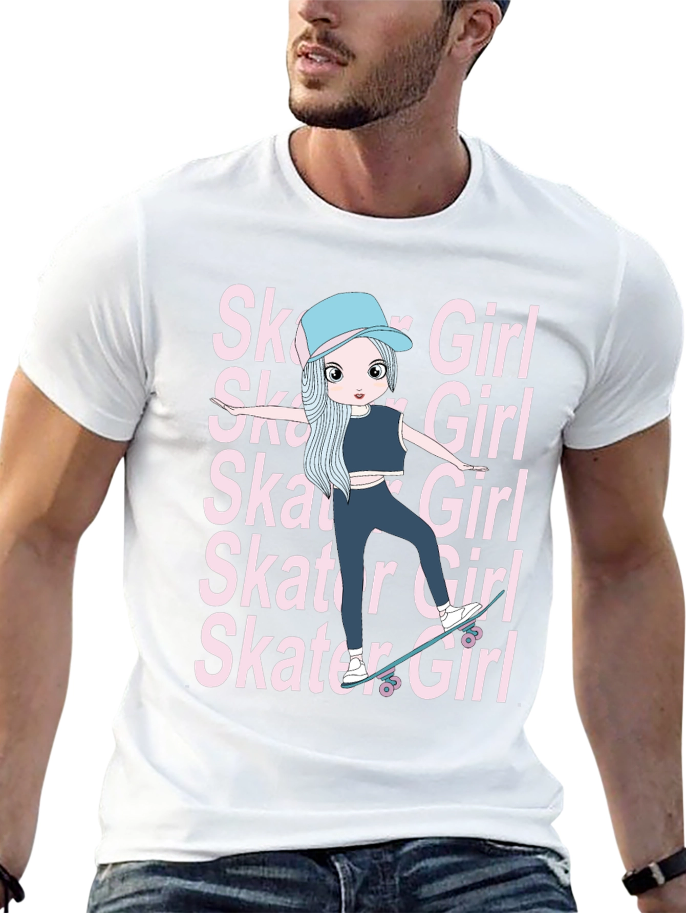 Cool Skater Girl Graphic Tee - Trendy and Unique