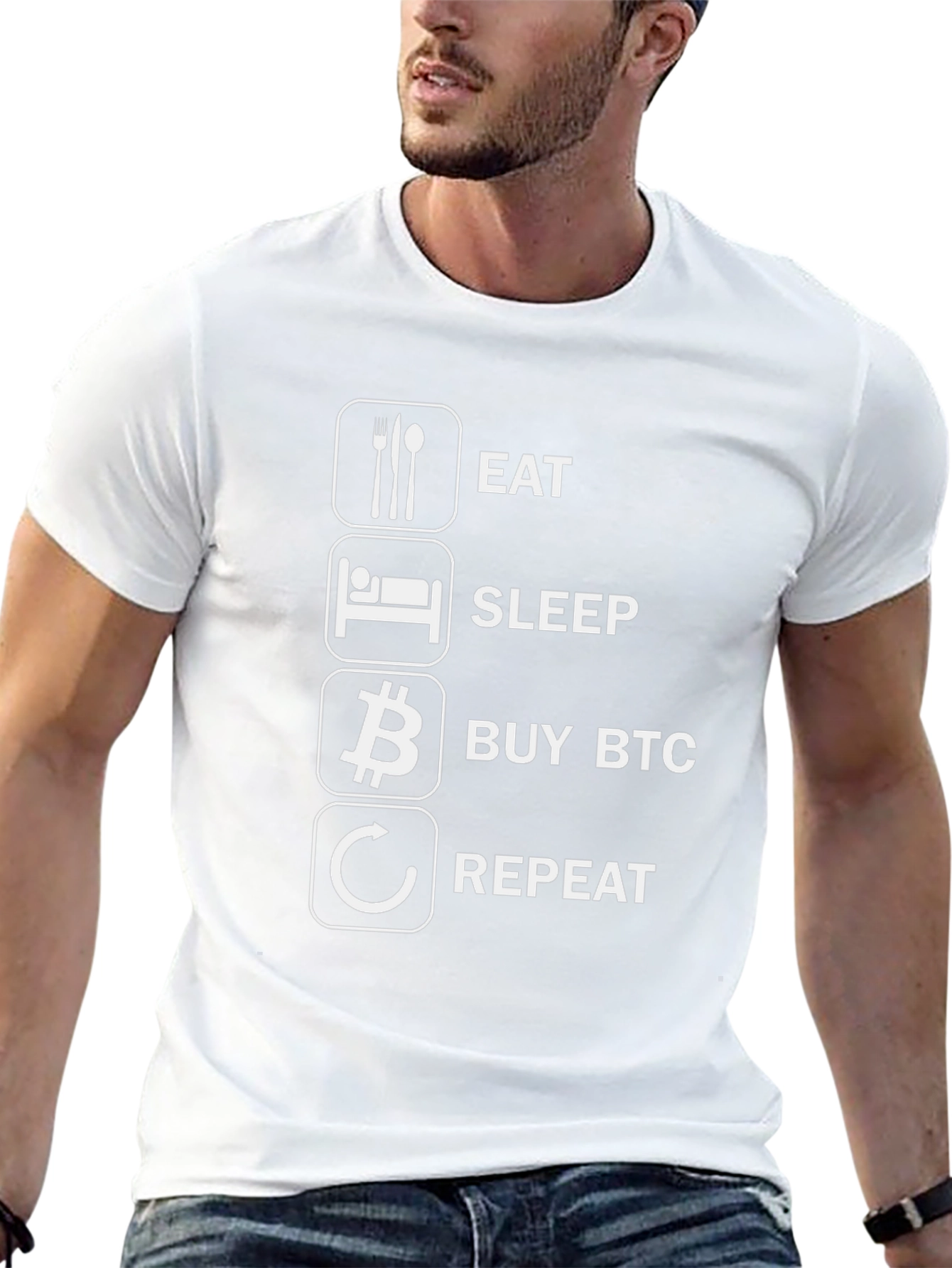 Eat Sleep Buy BTC Repeat Black T-Shirt