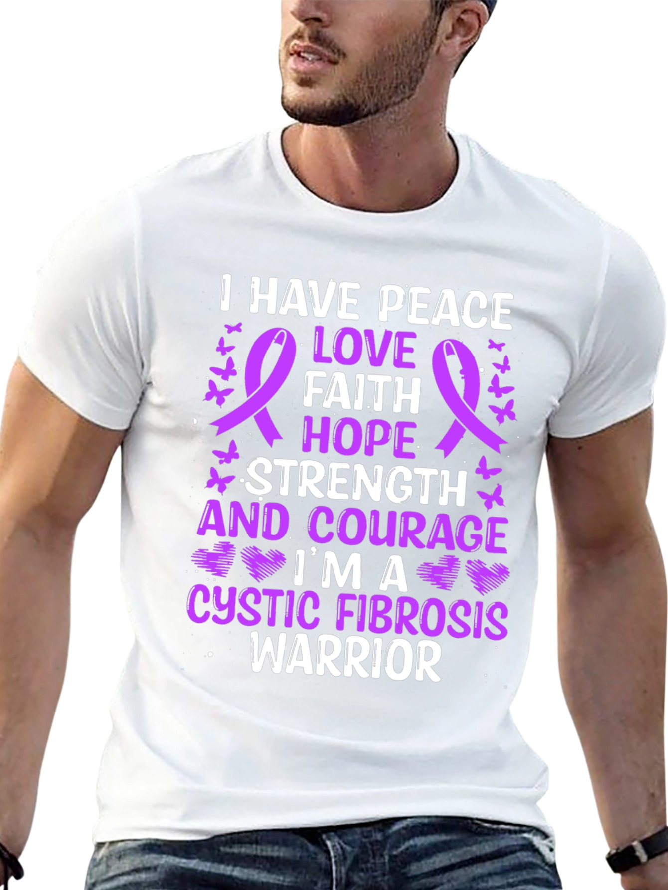 Cystic Fibrosis Warrior T-Shirt: Peace Love Hope
