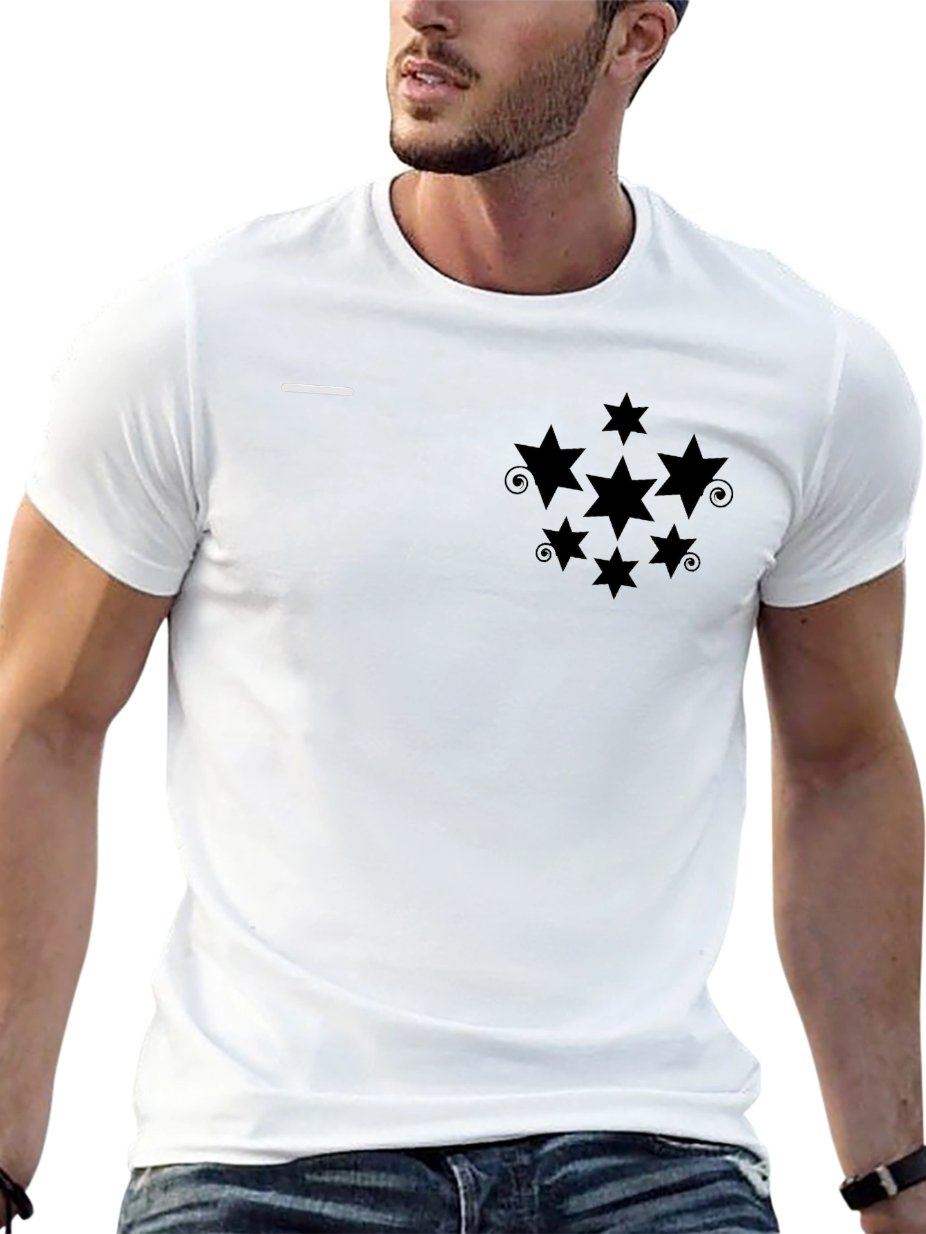 Modern Black Graphic Tee with Star Design