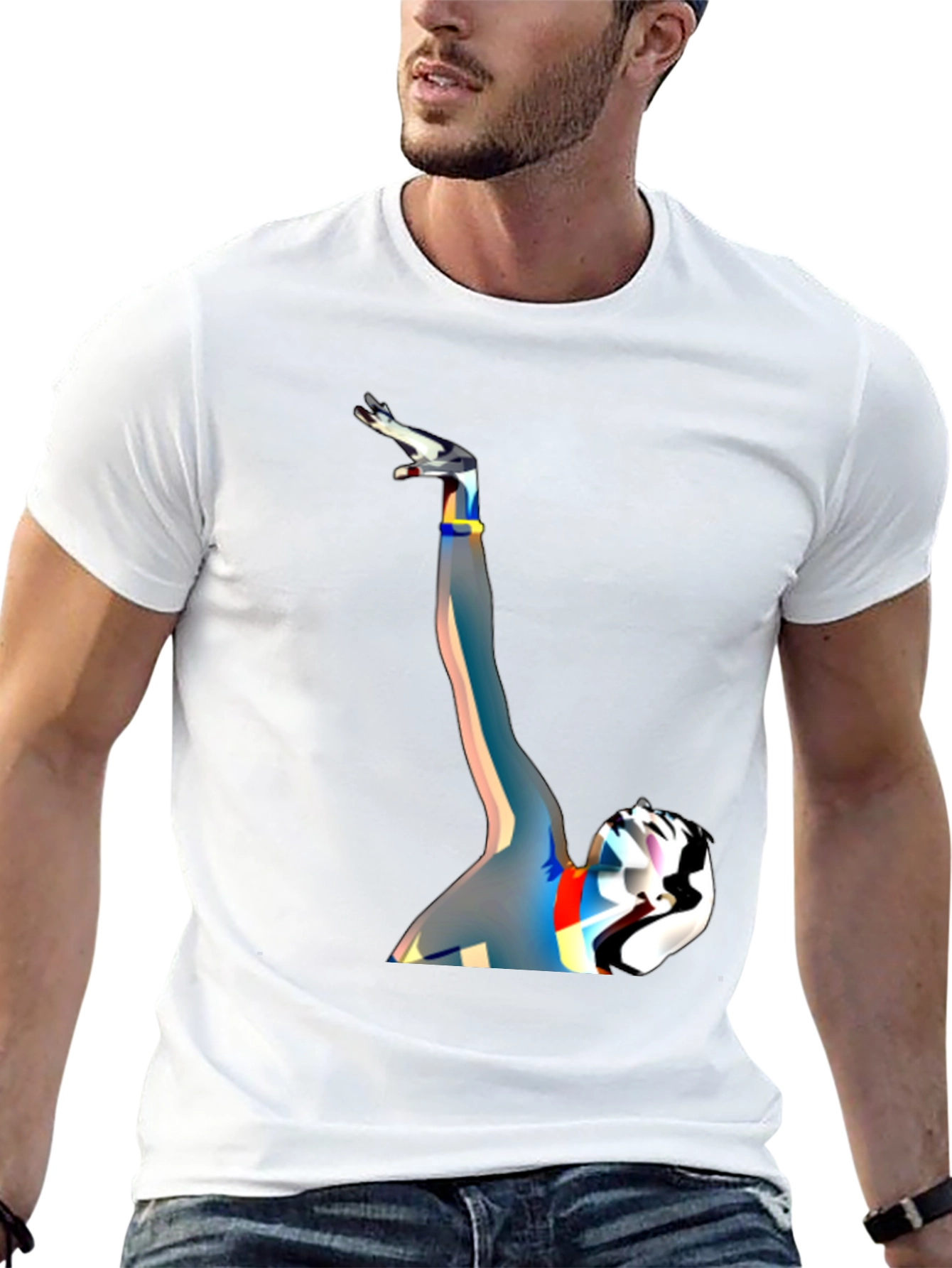 Abstract Art Graphic Tee - Black Cotton Blend