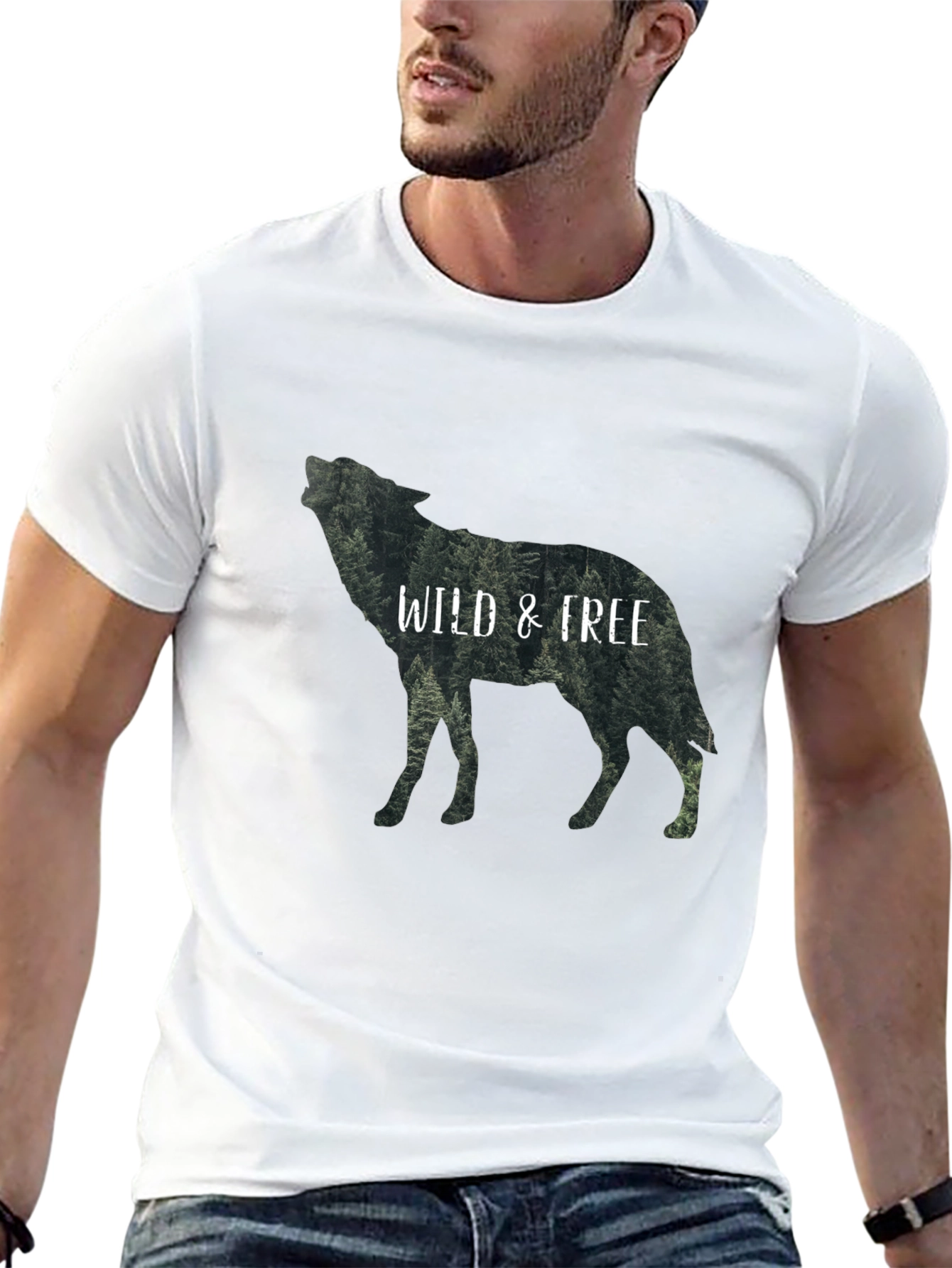 Wild & Free Wolf Graphic Black T-Shirt
