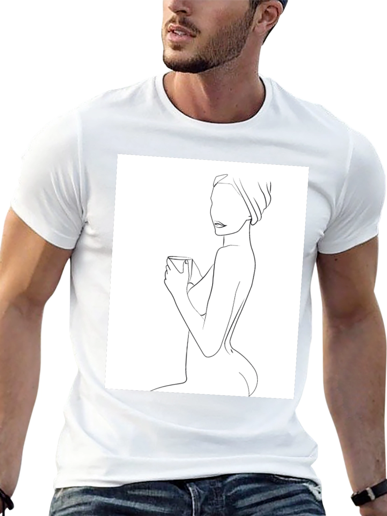 Minimalist Woman Line Art T-Shirt